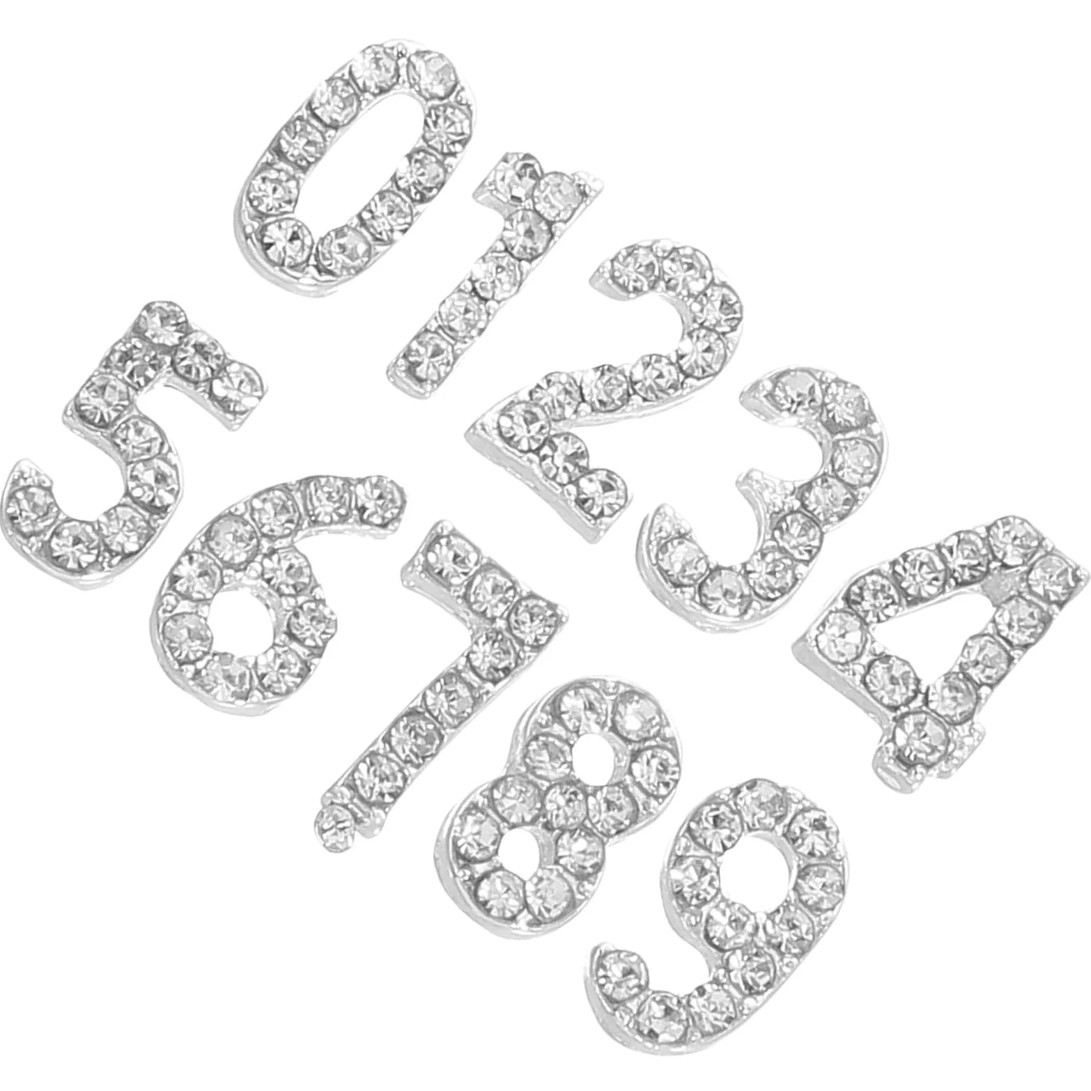 100pezzi Ciondoli Numerici per Unghie Strass Decorazioni per Nail Art Numeri di Cristalli Accessori per Unghie Piatte Incastonatura Sicura per Feste Spettacoli e Festival