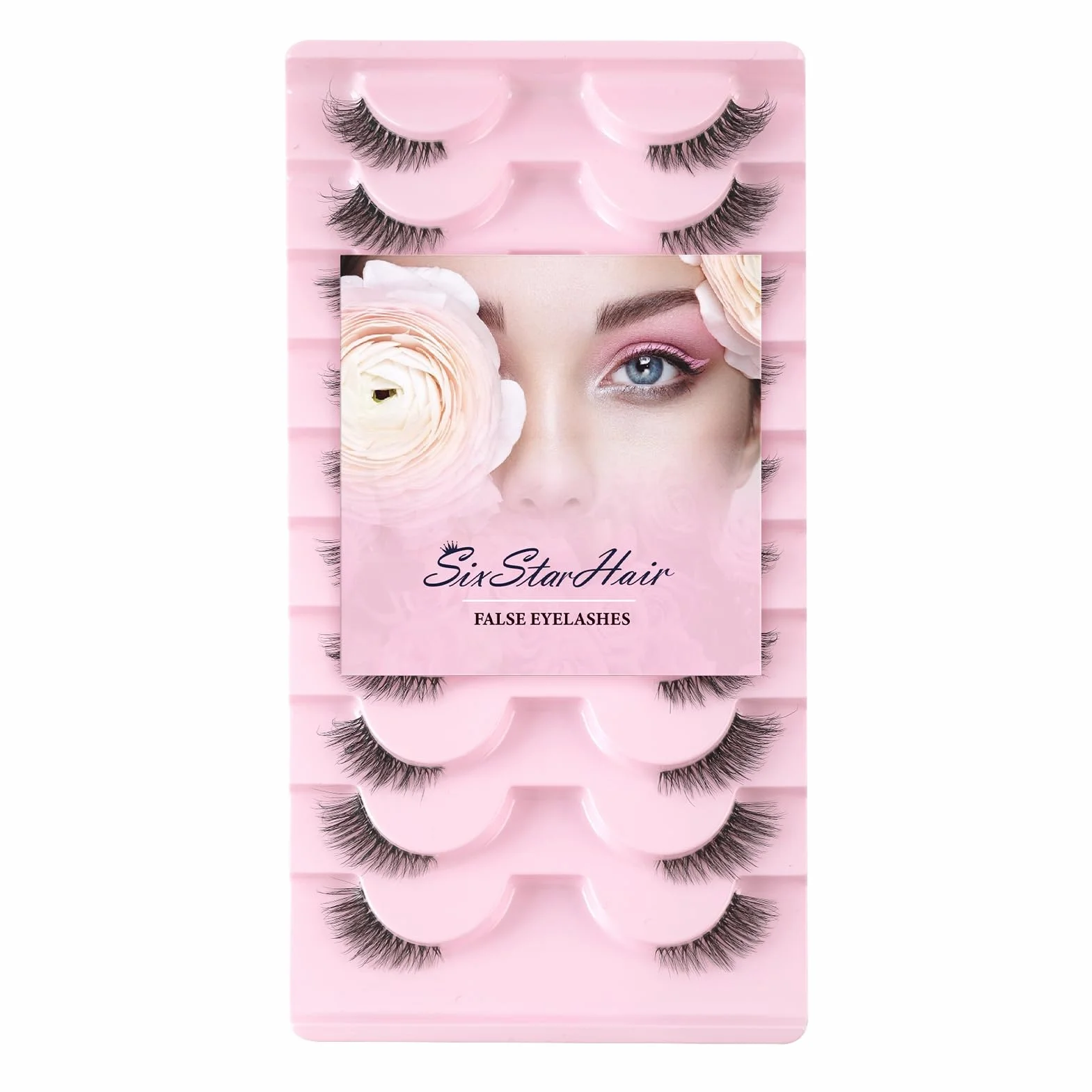 Sixstarhair Mezze Ciglia Finte 10 Paia Half Lashes Cat Eye 3D Naturali 3/4 Riutilizzabile Corner Lashes