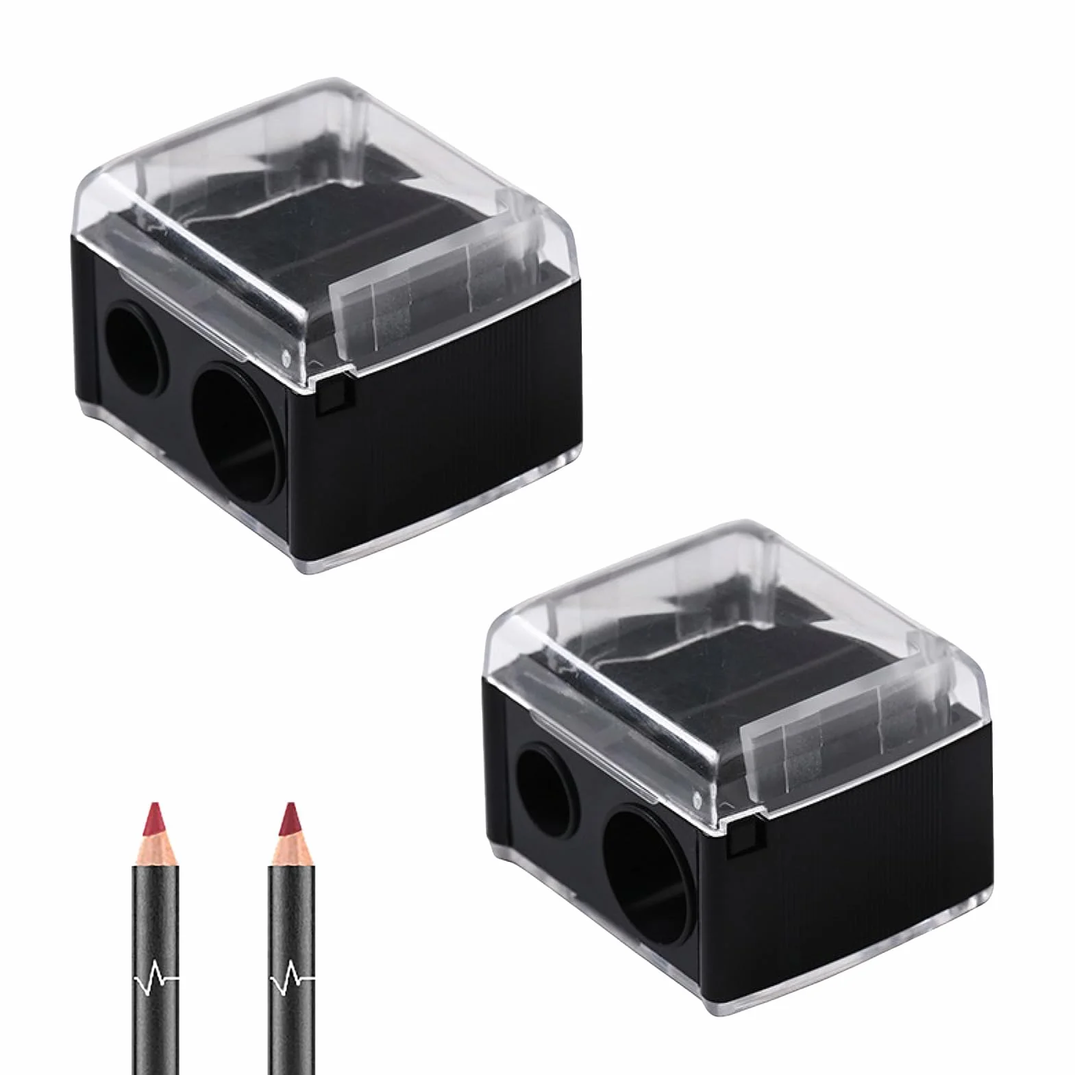 Temperamatite di Bellezza, Temperino Matita Occhi, Temperino Doppio per Matite Cosmetiche, Adatto per Eyeliner, Matita per Sopracciglia (Nero)