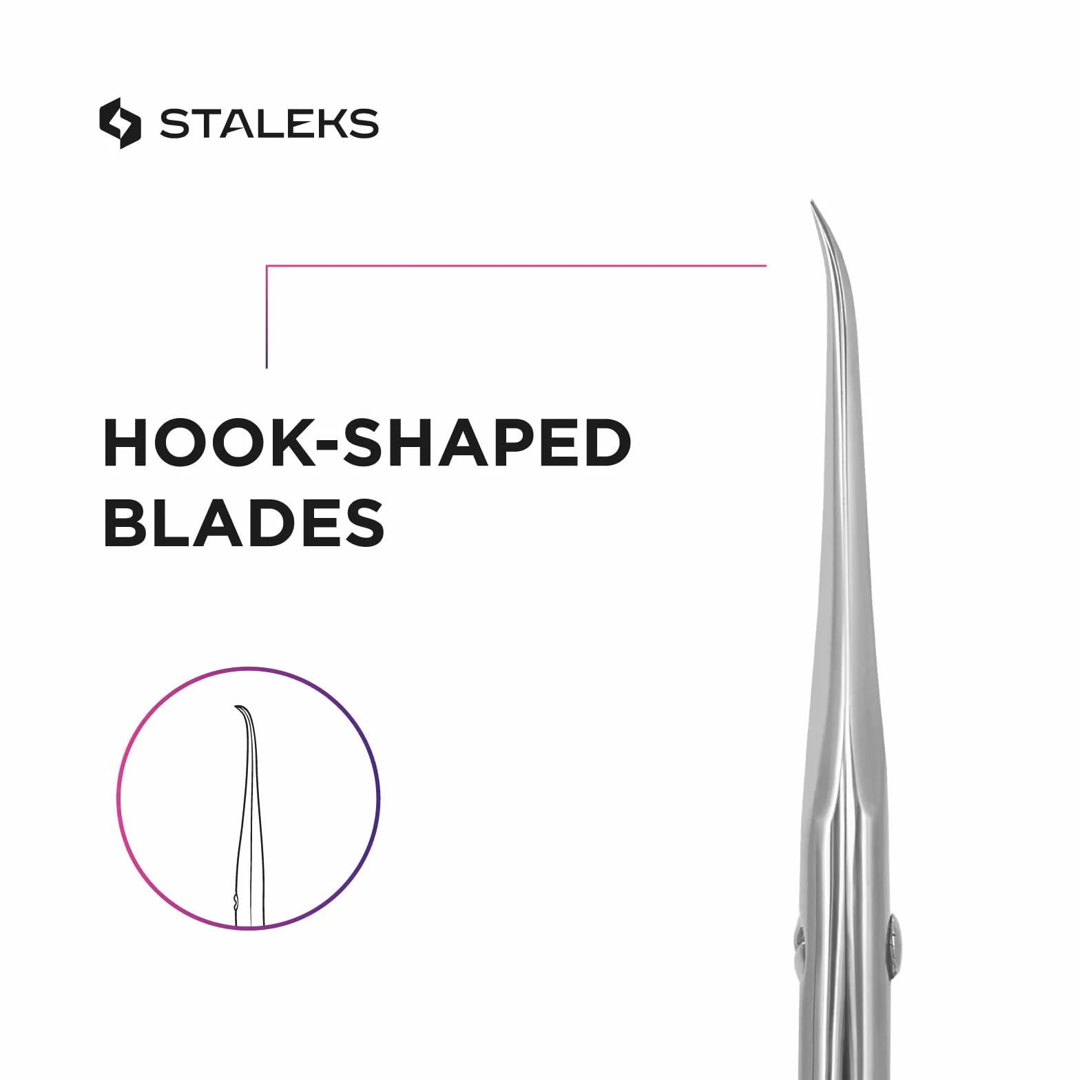 STALEKS Pro Forbici Professionali per Pelle Cuticole Maniglia Curva Lama 25mm SX-21/2m
