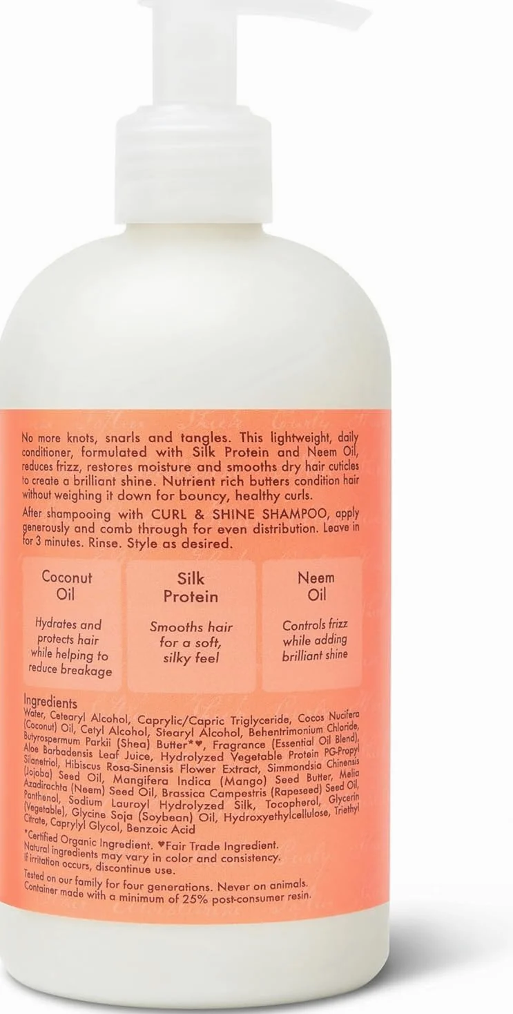 Shea Moisture - Trio per capelli ricci, include shampoo Curl & Shine, Balsamo Curl & Shine, Style Milk Curl & Shine