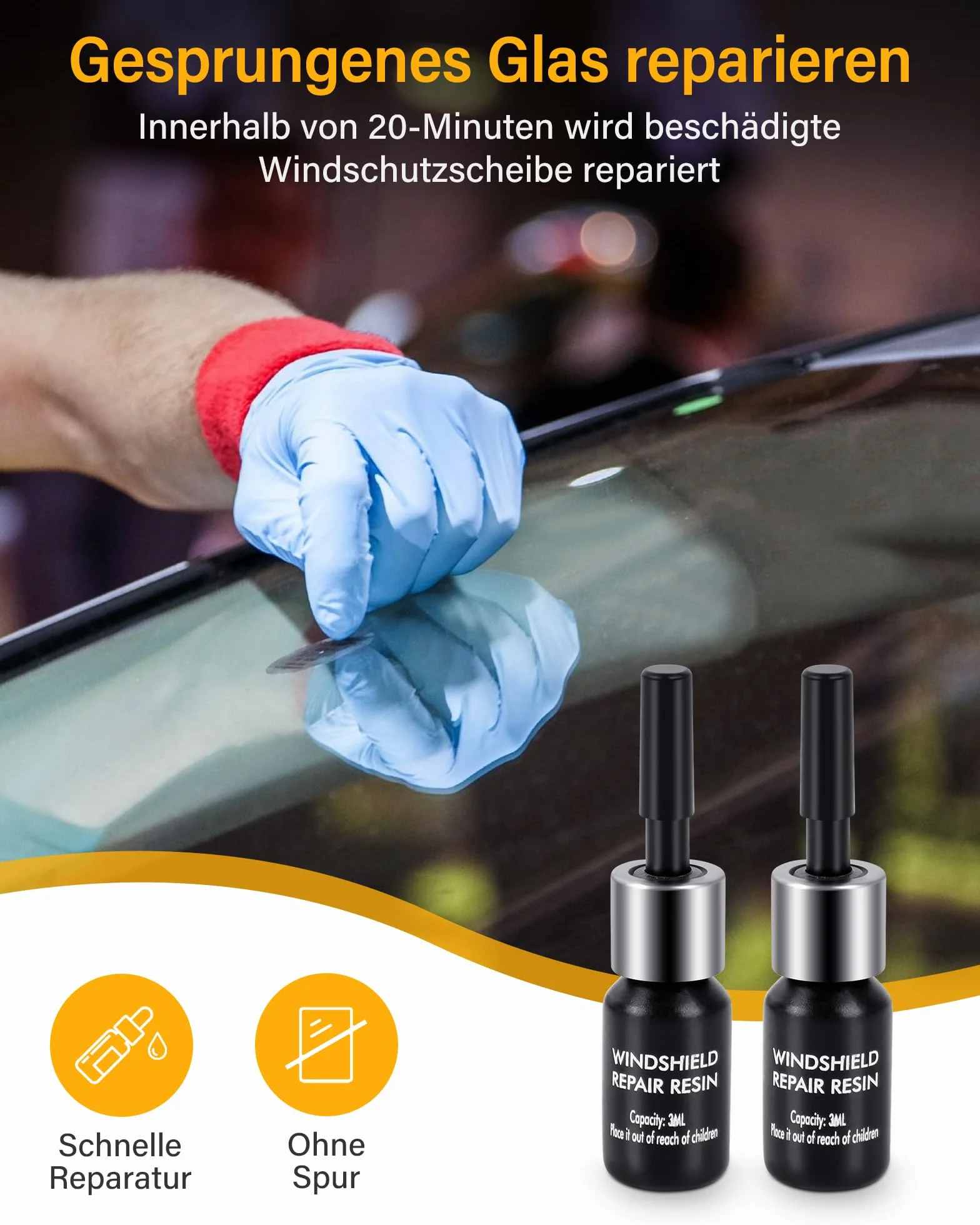 Kit di Riparazione Parabrezza Auto 4pcs per Salti e Crepe
