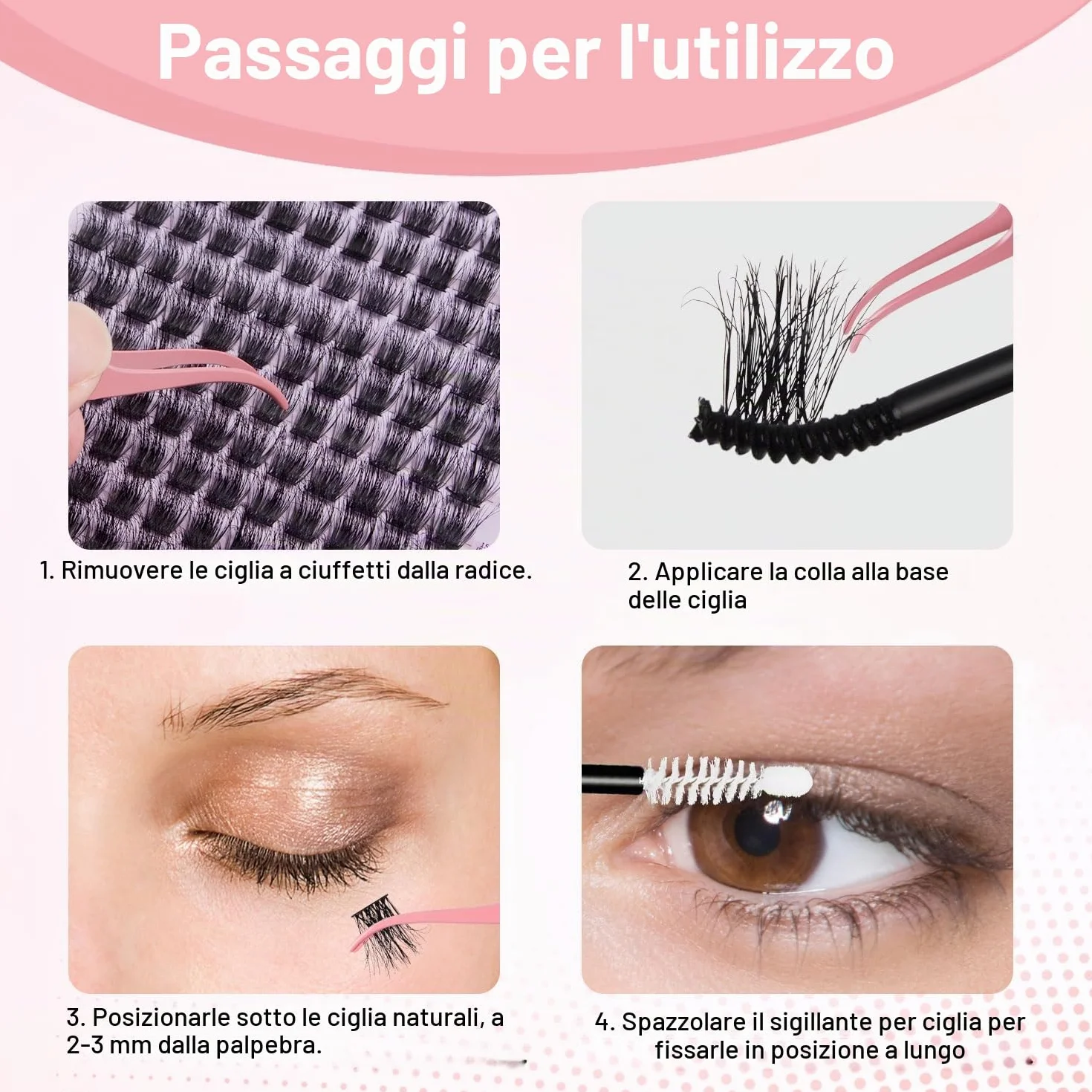 Fenshine Ciglia Finte Cluster Morbide T50 Eyelash Extension Kit