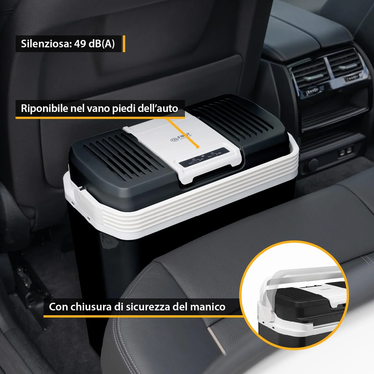 TZS First Austria Frigorifero portatile 24L 12V 230V termoelettrico raffredda riscalda Coolbox Nero