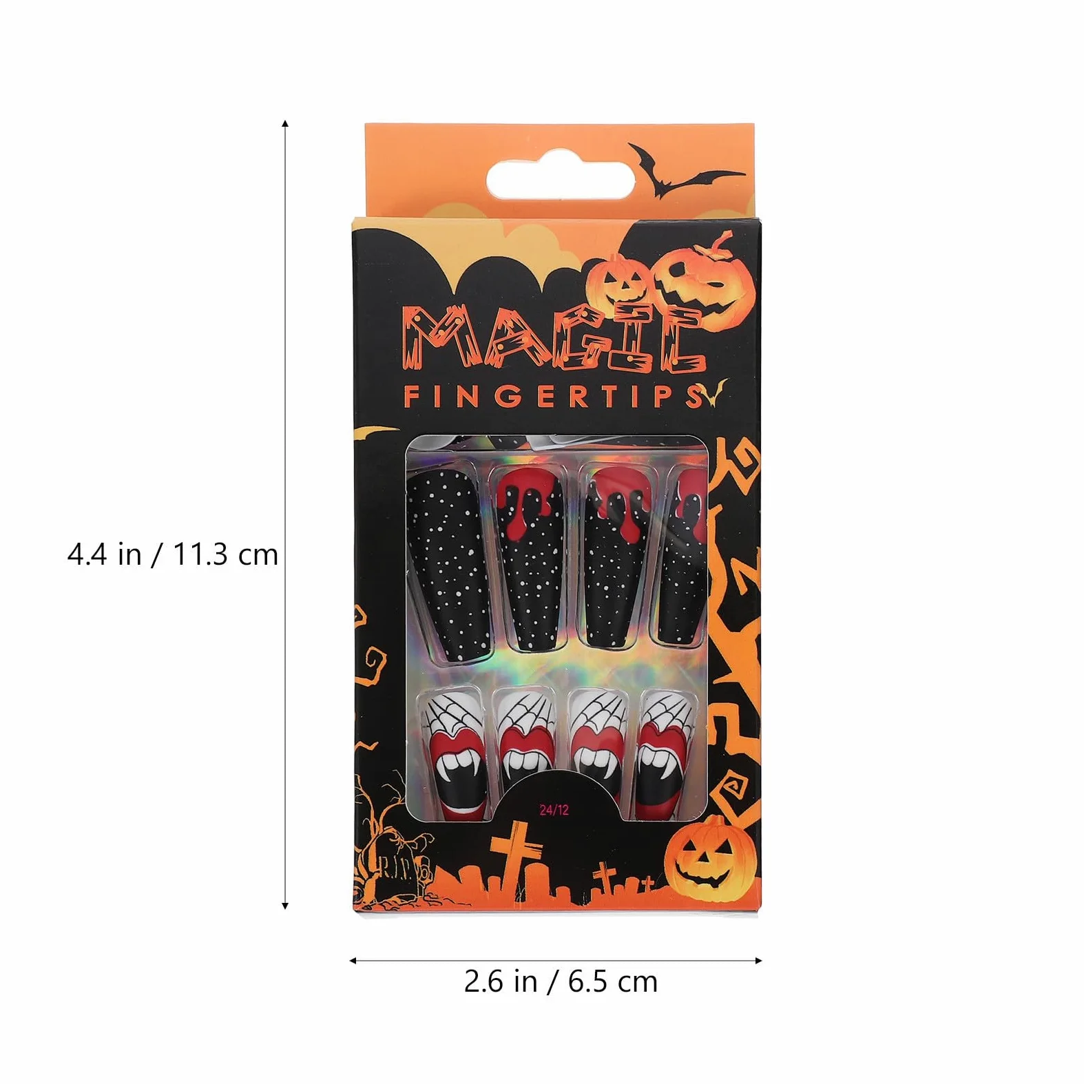 Mobestech 384 Pezzi Unghie Finte Lunghe per Halloween in Plastica Ultra Sottili Lunga Durata, Adesive la Vita Quotidiana e Decorazioni Nail Art