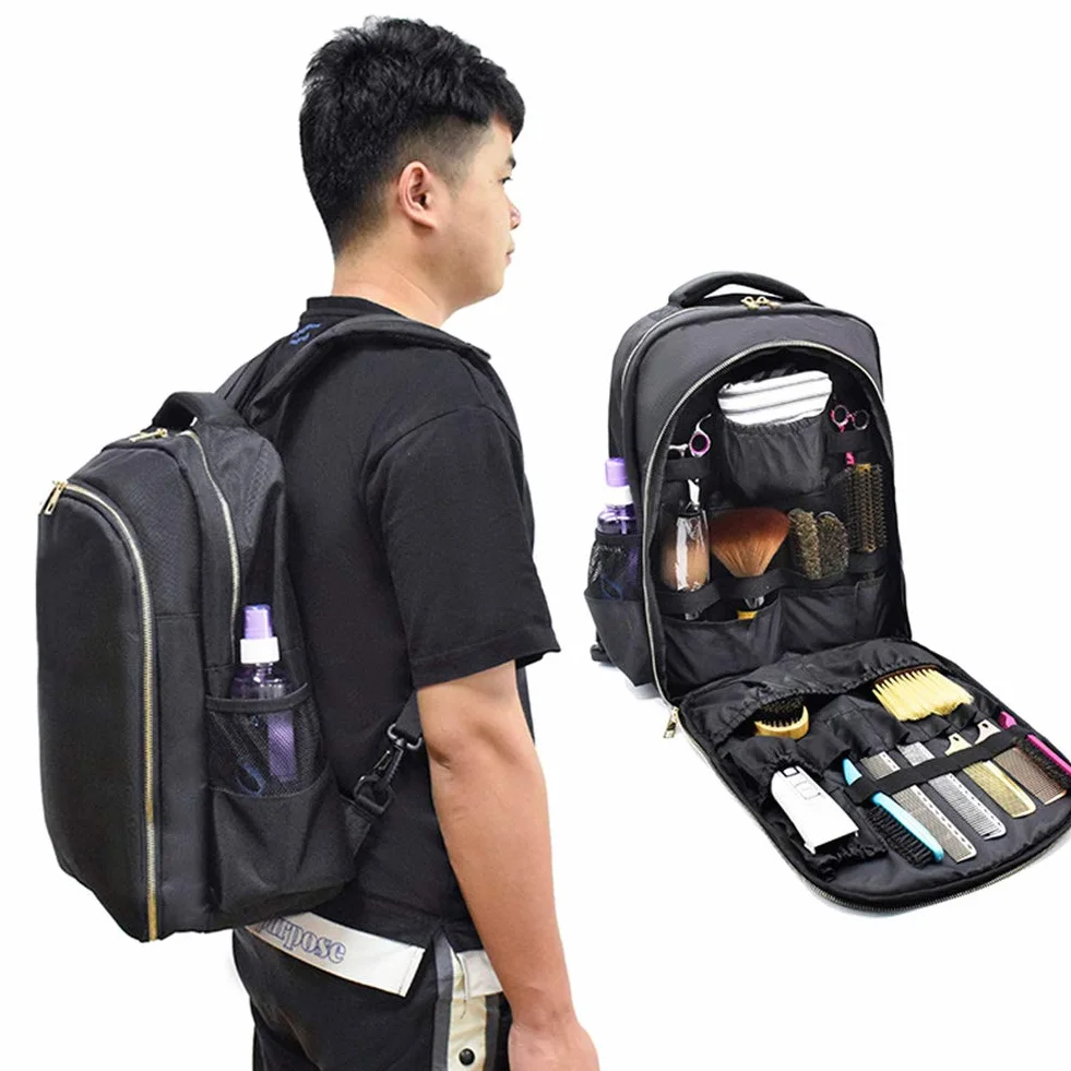 Zaino da Barbiere, per Parrucchieri e Parrucchieri, Portatile, Ideale per Parrucchieri e Parrucchieri, per Attrezzi da Parrucchiere, per Grandi capacità, per barbieri, Negozi, Cosmetici (Nero)