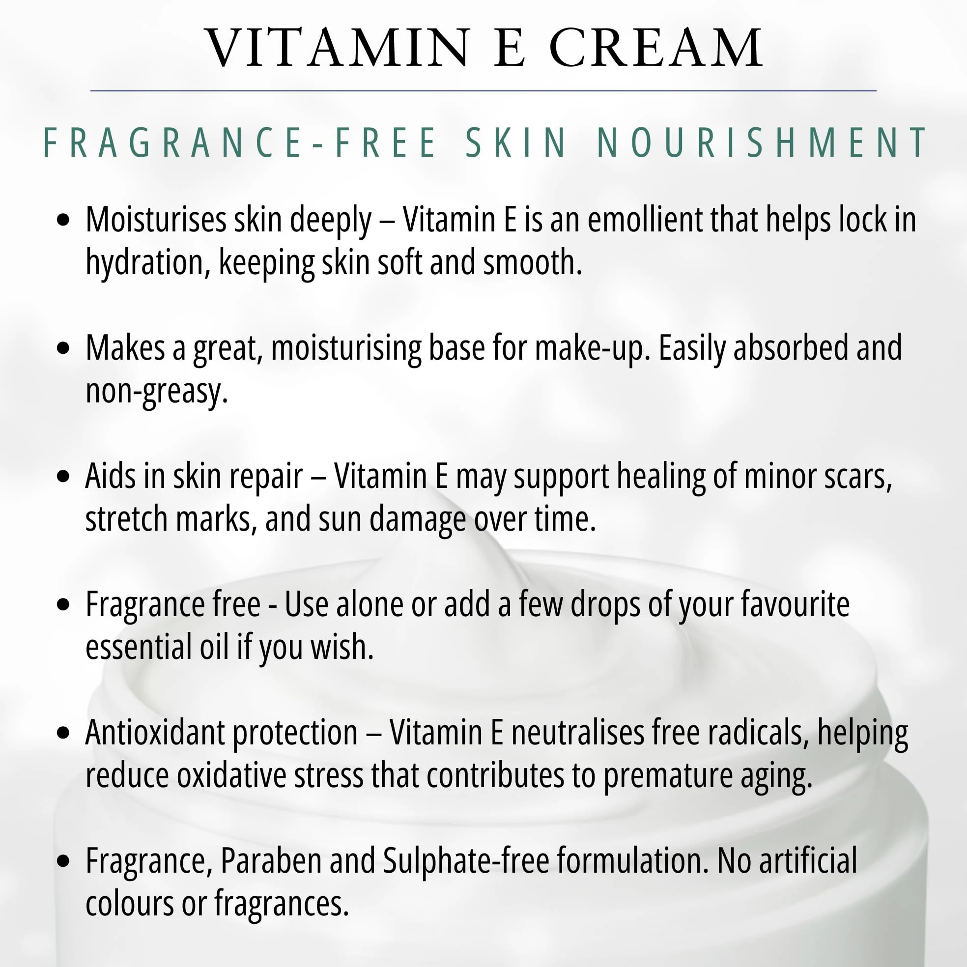 Absolute Aromas Crema Vitamina E 1 kg - Crema Base Senza Profumo, Priva di Parabeni e Solfati - Crema Idratante per Viso, Corpo e Cicatrici