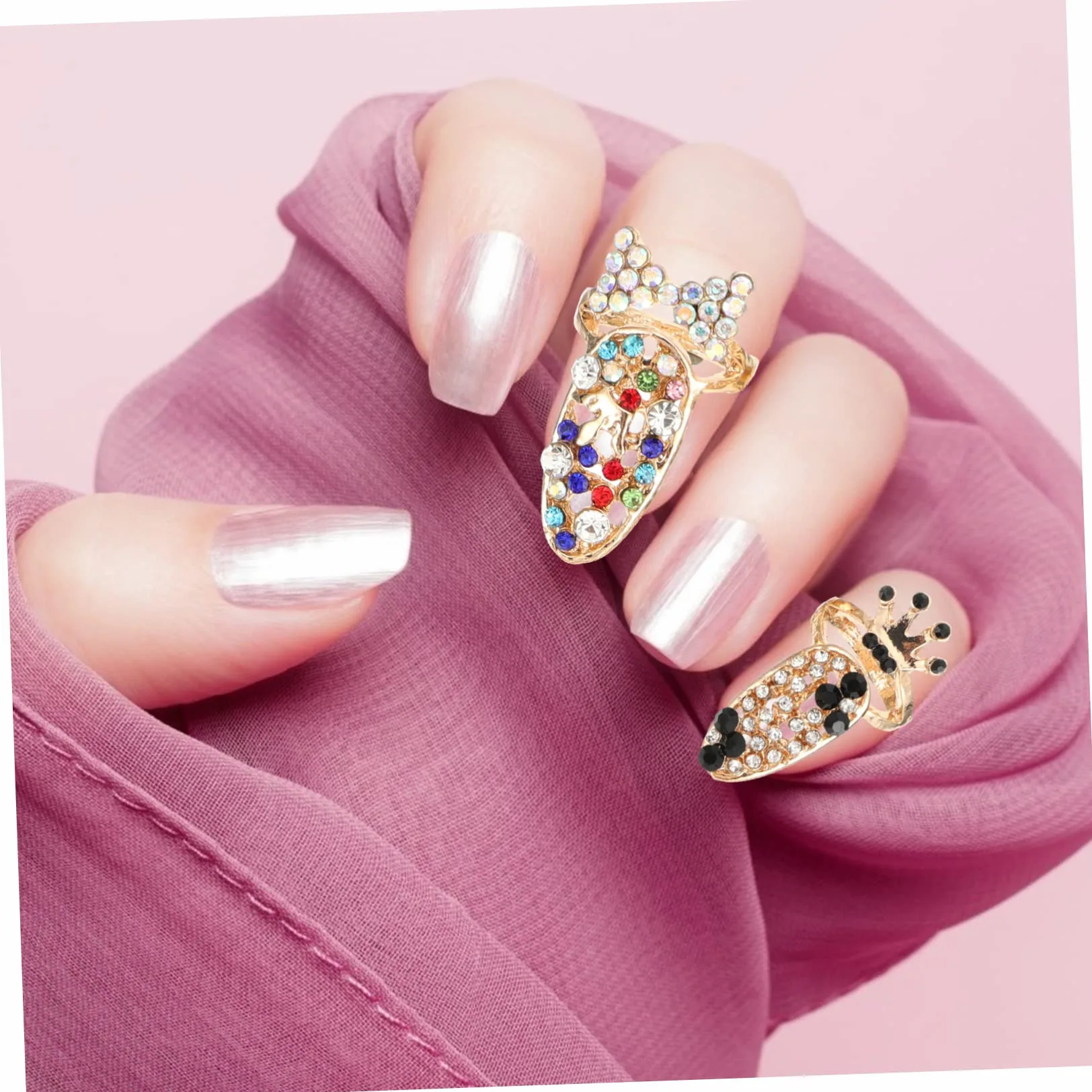Didiseaon 5 Set Anello Per Unghie Decorazioni Unghie Decorazioni Per Unghie Artiglio Dell'unghia Ciondoli Per Unghie 3d Kit Accessori Per Manicure Decorazione Delle Unghie Lega 12 Pezzi * 5