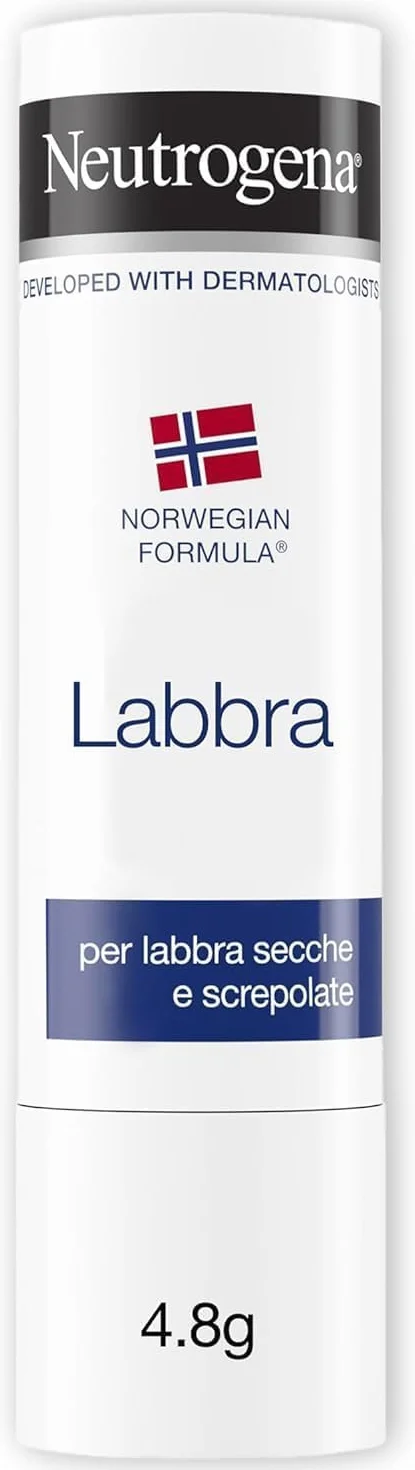 Neutrogena Formula Norvegese Balsamo Labbra Stick 4.8 g, Burrocacao protettivo per labbra secche, Idratante con Glicerina