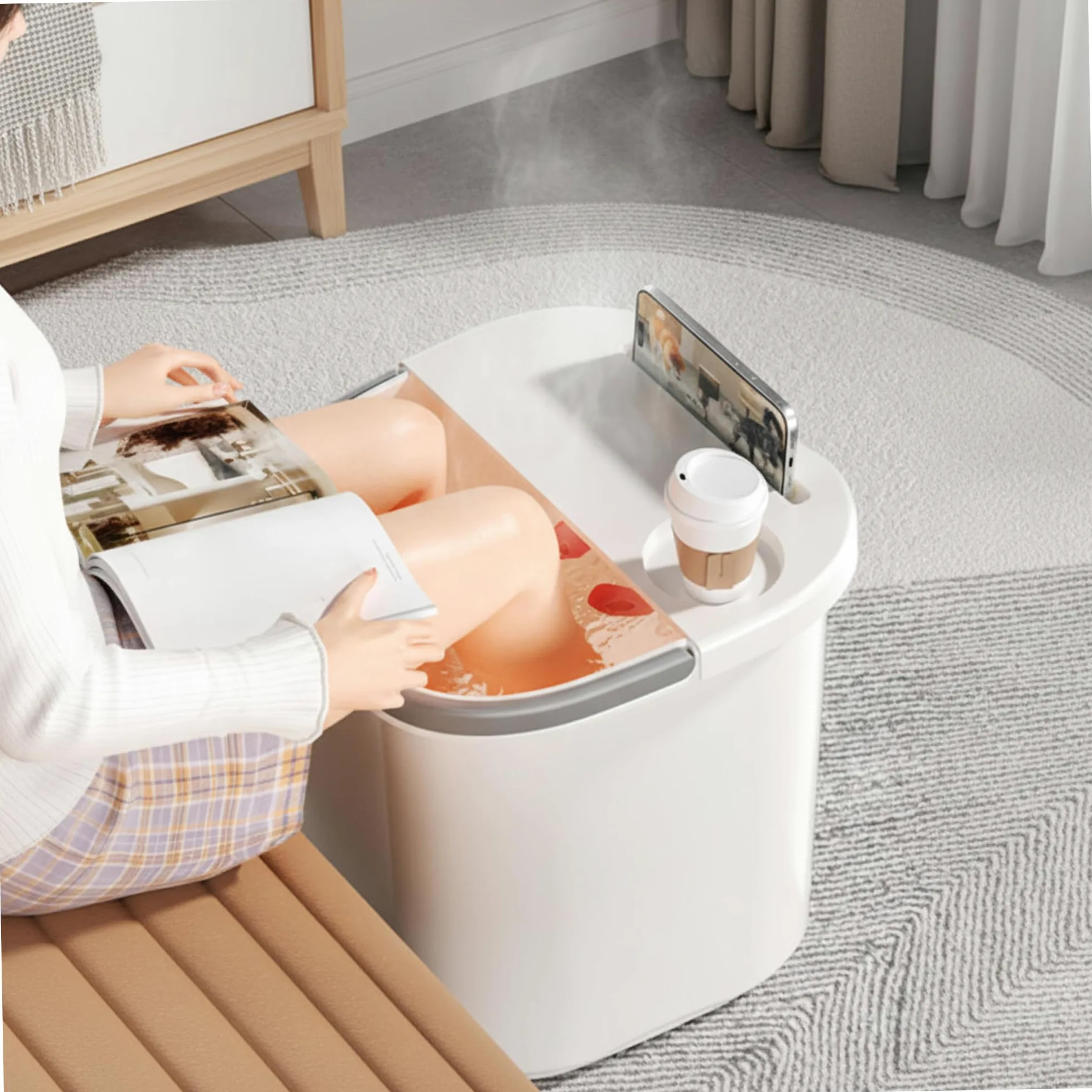 Bacinella per immersione dei piedi, massaggio integrato, trasparente, 34 cm | Nodi massaggianti ergonomici, coperchio a tenuta stagna, ideale per la cura dei piedi a casa