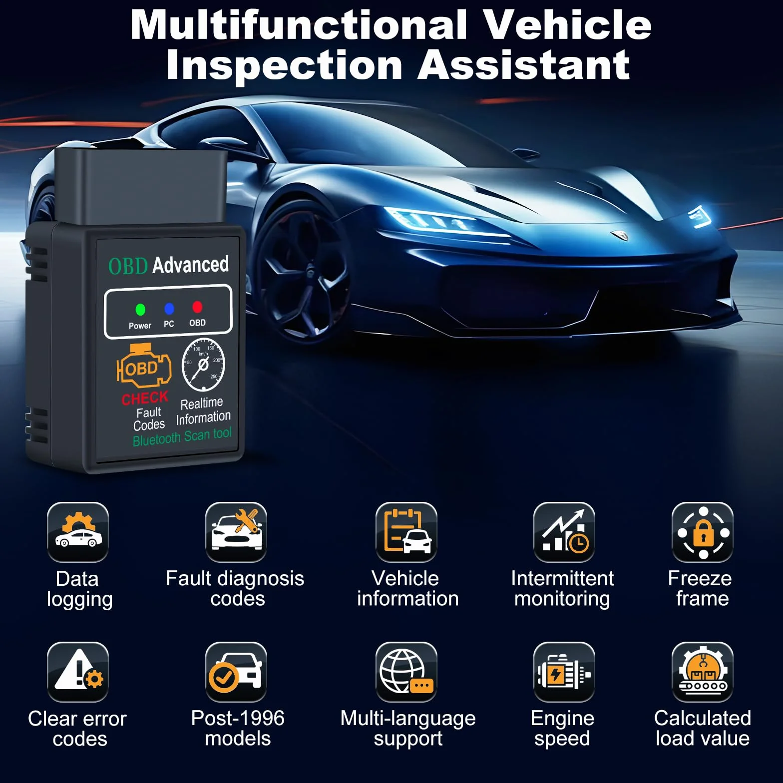 OBD2 Auto Diagnostica Bluetooth Scanner per Guasti Veicolo iOS Android Windows