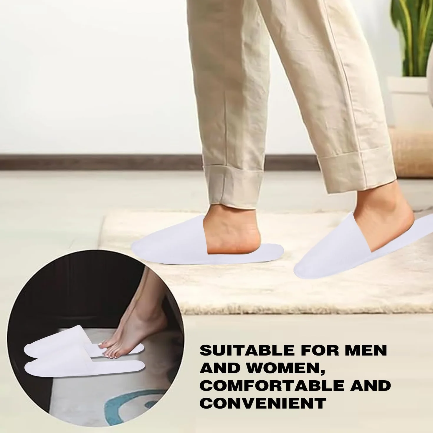 Pantofole Usa e Getta Antiscivolo, Chiuse, in Spugna Premium, Ciabatte Monouso per Hotel, Spa, Casa, Viaggi, Unisex, Lavabili, Misura Universale, 4 Paia