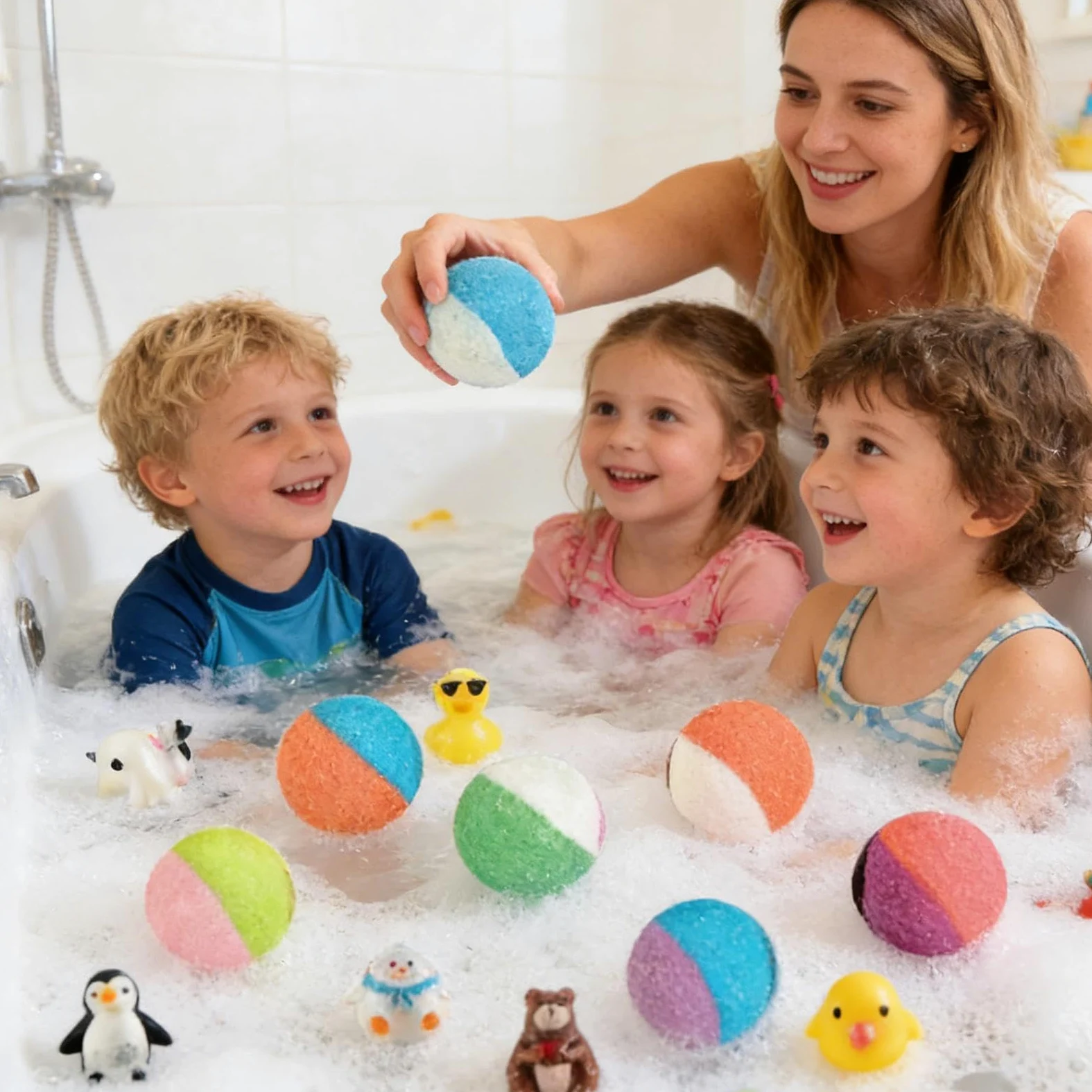Bagnoschiuma Con Giocattoli e Detergente Naturale | 24 Pezzi Palline da Bagno a Tema Animali Marini Per Mamma, Moglie, Nonna, Ragazze, Giovani, Famiglia, Casa, Viaggio, Uomini