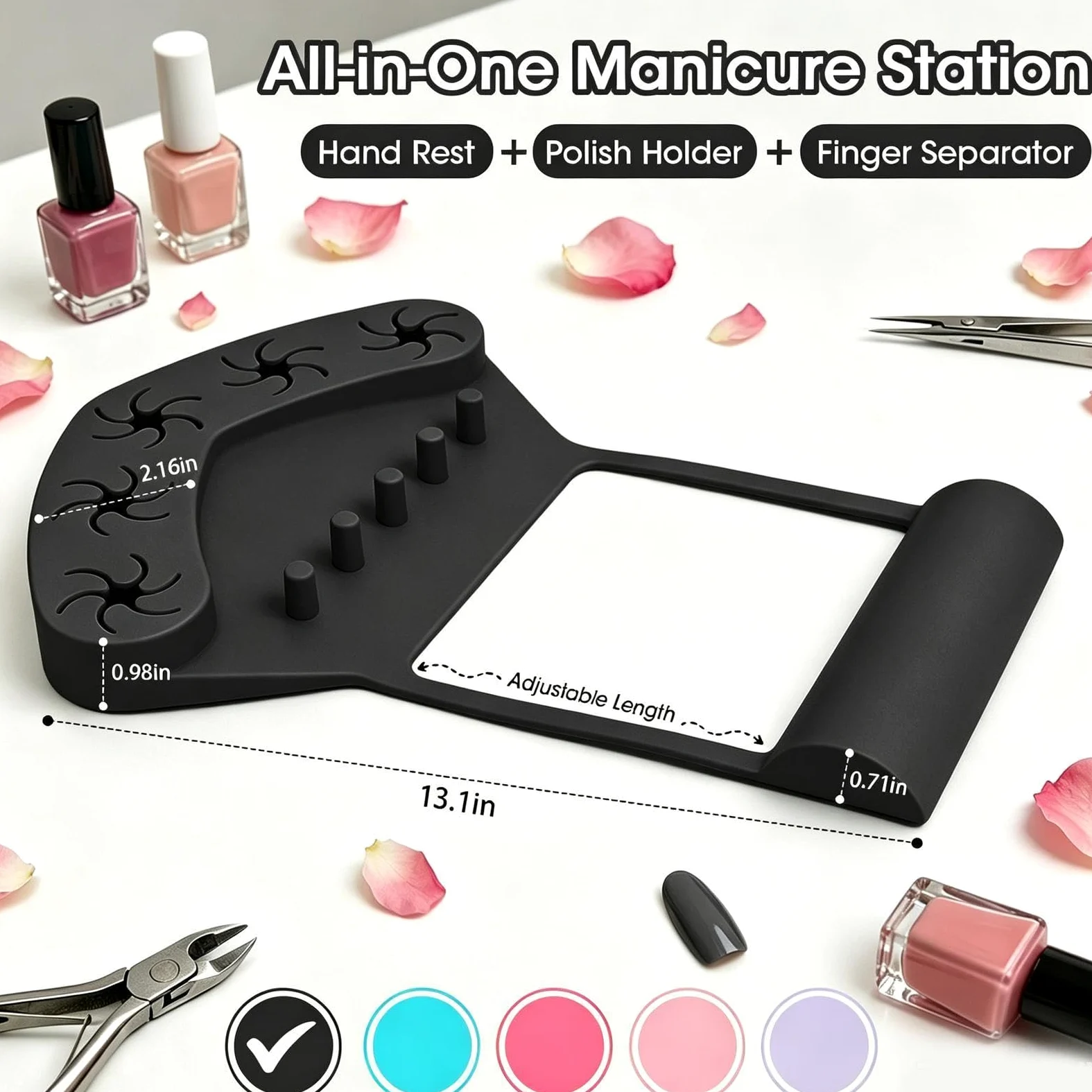 Tappetino Poggiamano In Silicone Tappetino organizzatore manicure | Supporto in silicone per la manicure per Donne, Trucco, Pratica, Pittura, Salone, Festa, Laboratorio