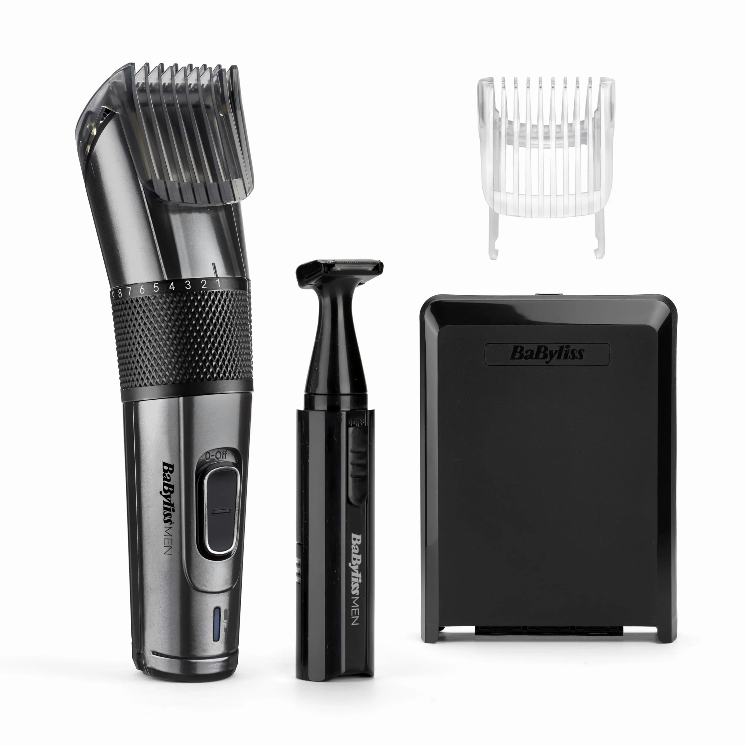 BaByliss MEN E978E Tagliacapelli con Lame in Titanio al Carbonio, a Rete/Ricaricabile, Mini Trimmer di Precisione Incluso, 26 Altezze di Taglio da 0.5 mm a 25 mm, Lame Lavabili, Custodia Rigida