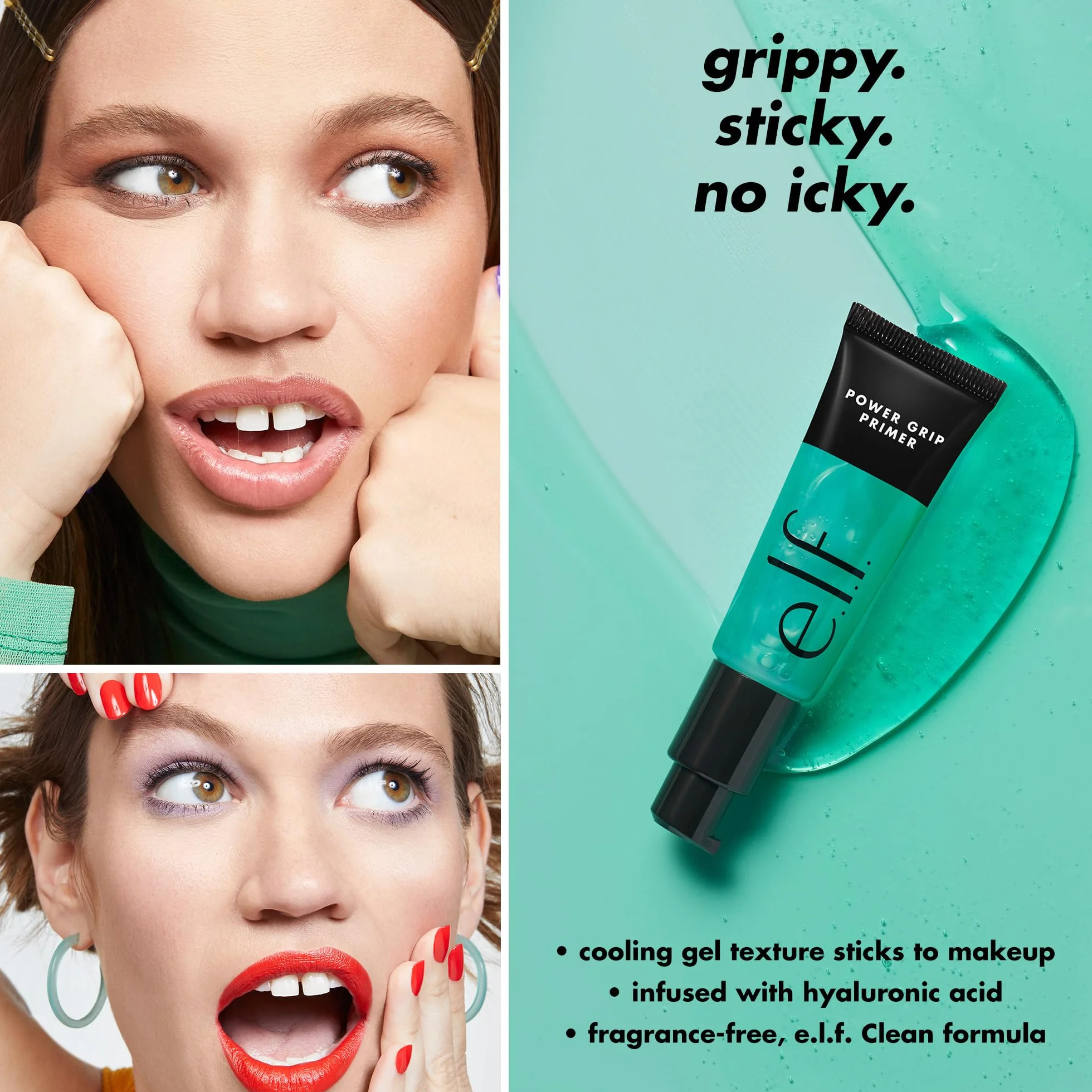 e.l.f. Power Grip Primer, Gel-Based & Hydrating Face Primer For Smoothing Skin & Gripping Makeup, Moisturizes & Primes, 0.811 Fl Oz, Clear