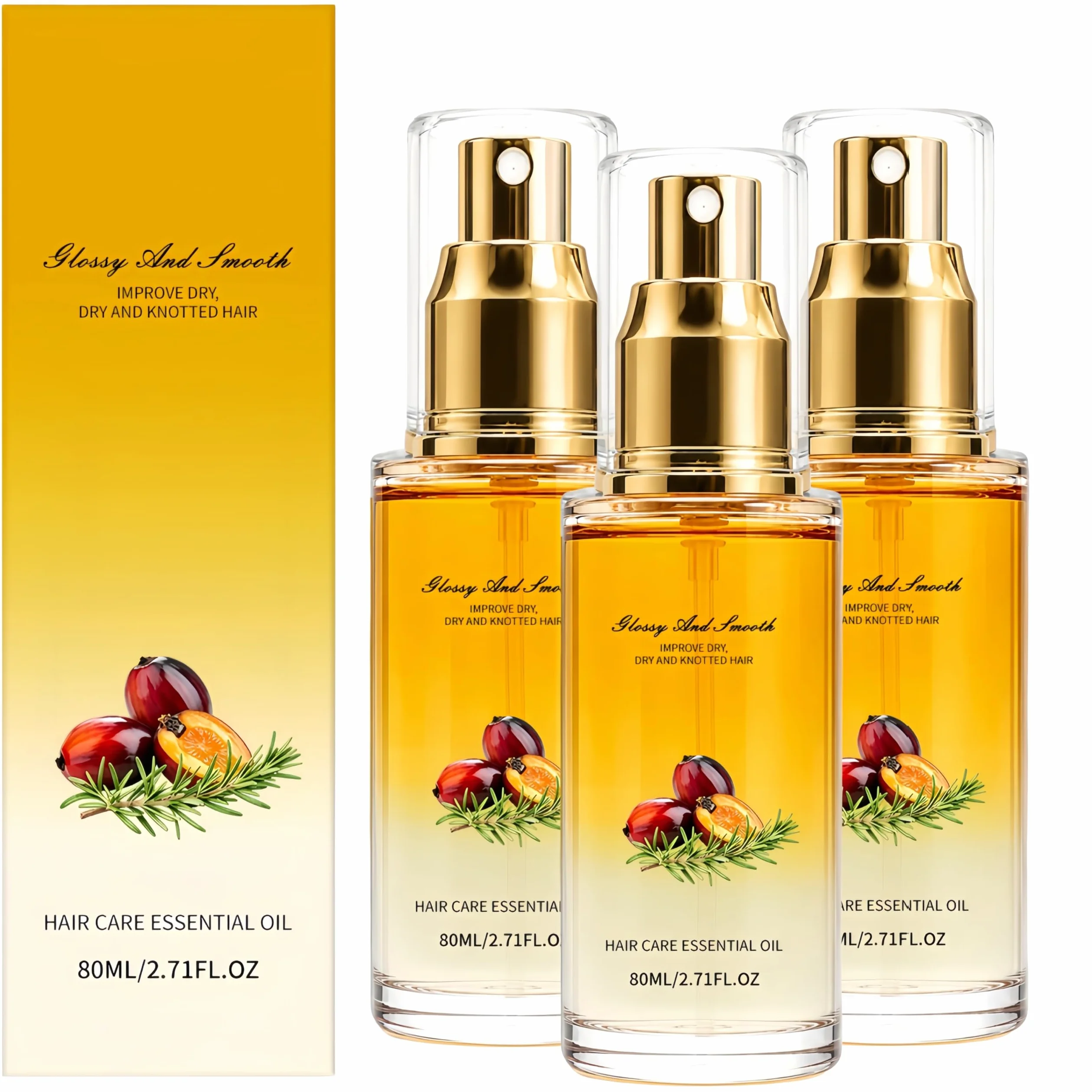 Olio spray leggero per capelli, olio balsamo senza risciacquo (3) | Anti-crespo e controllo dei capelli ribelli, lucentezza e districabilità per capelli secchi e ricci