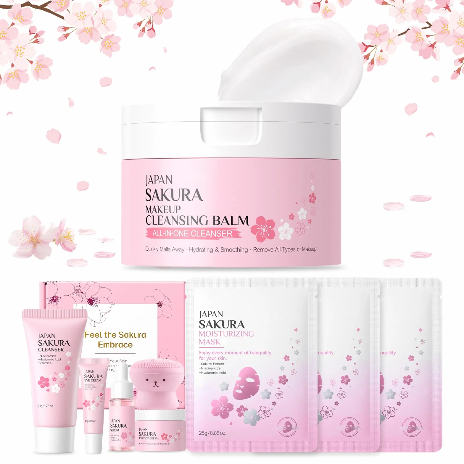 Sakura Balsamo Detergente Struccante 100g Kit Struccante Viso e Occhi da Viaggio