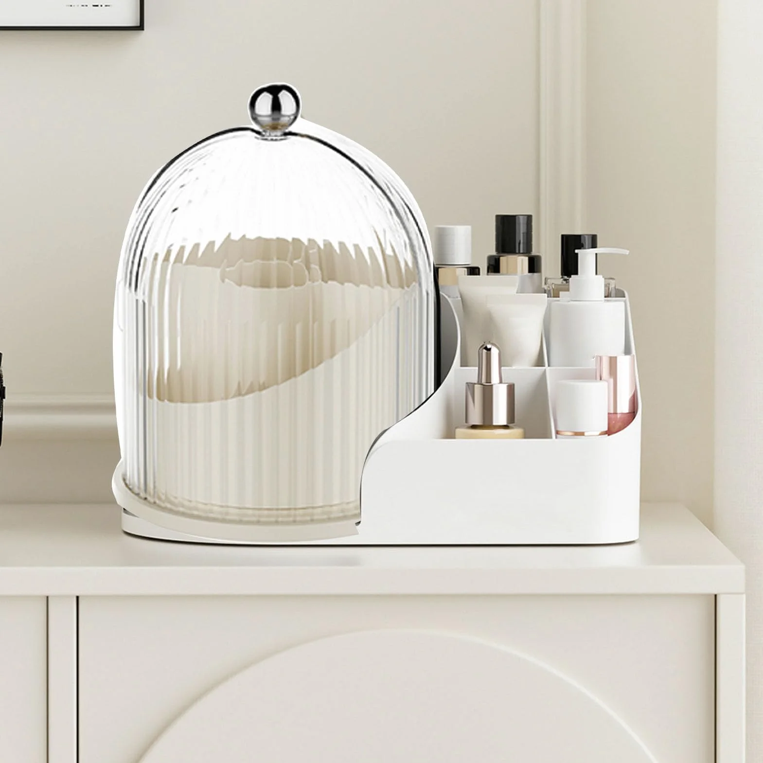 Porta pennelli per trucco con coperchio, Porta pennelli girevole a 360 gradi Organizzatore da scrivania Scatola portaoggetti da tavolo Conservazione per la cura della pelle