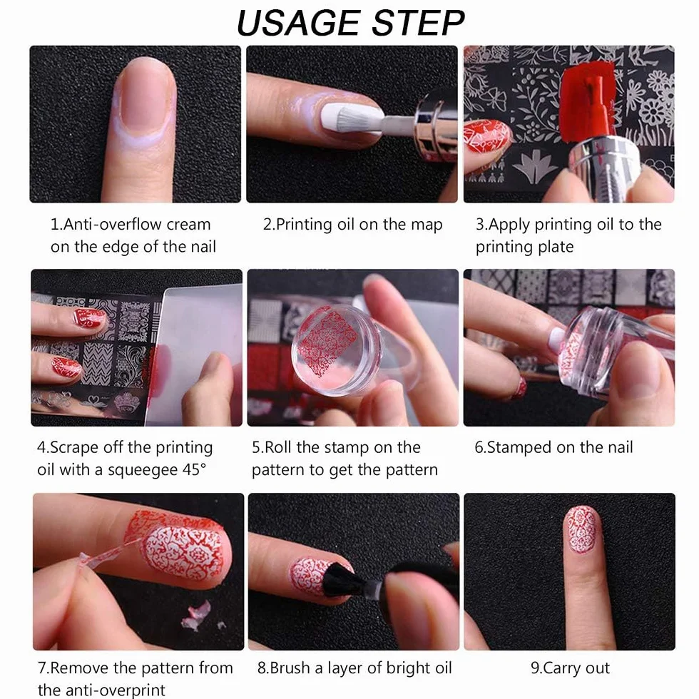 EBANKU 10 Pezzi Set di Nail Art Stamping Stampini, Nail Art Template Stencil Kit Fiocco di Neve Piatti per Timbri per Unghie per Donna Ragazze Decorazione Unghie Natalizie (A)
