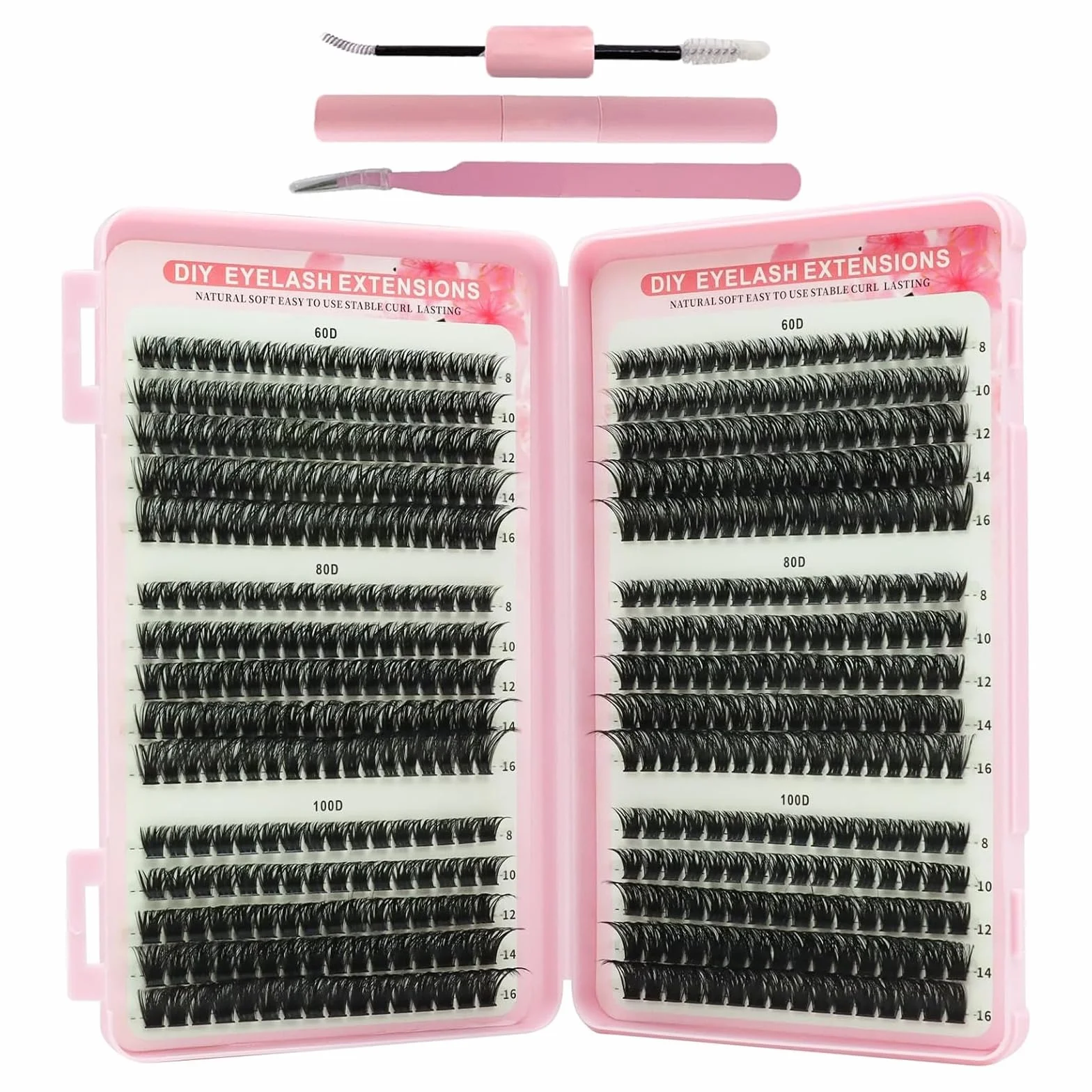 VEGCOO 560 Pezzi Ciglia Finte Extension Ciglia, 60-80-100D Curl, 8-16mm Kit