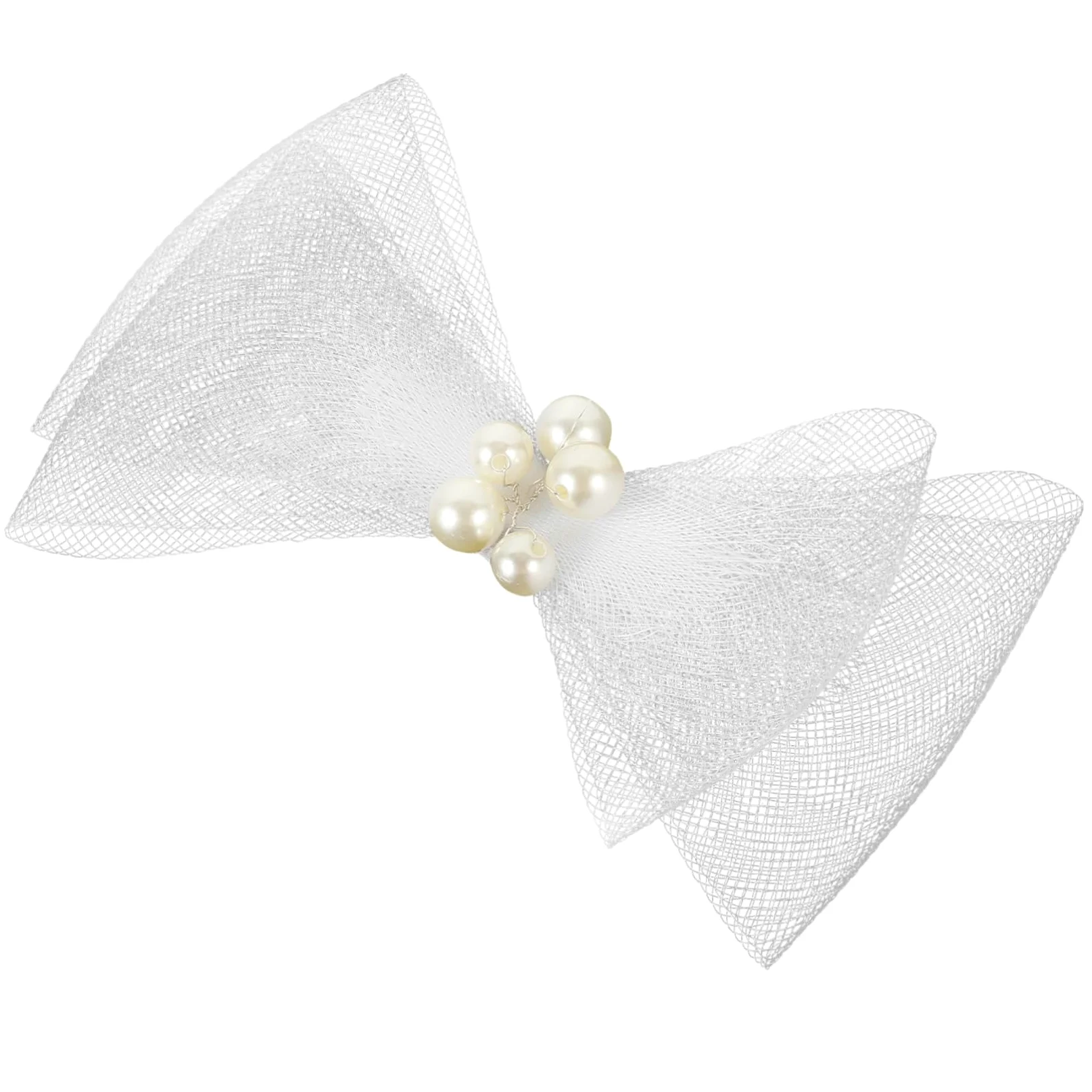 FRCOLOR 5pezzi Fermaglio Per Fiocco Con Perle e Tulle Accessorio Elegante Per Sposa e Cerimonie Per Acconciature Di Donne e Ragazze Resistente e Flessibile