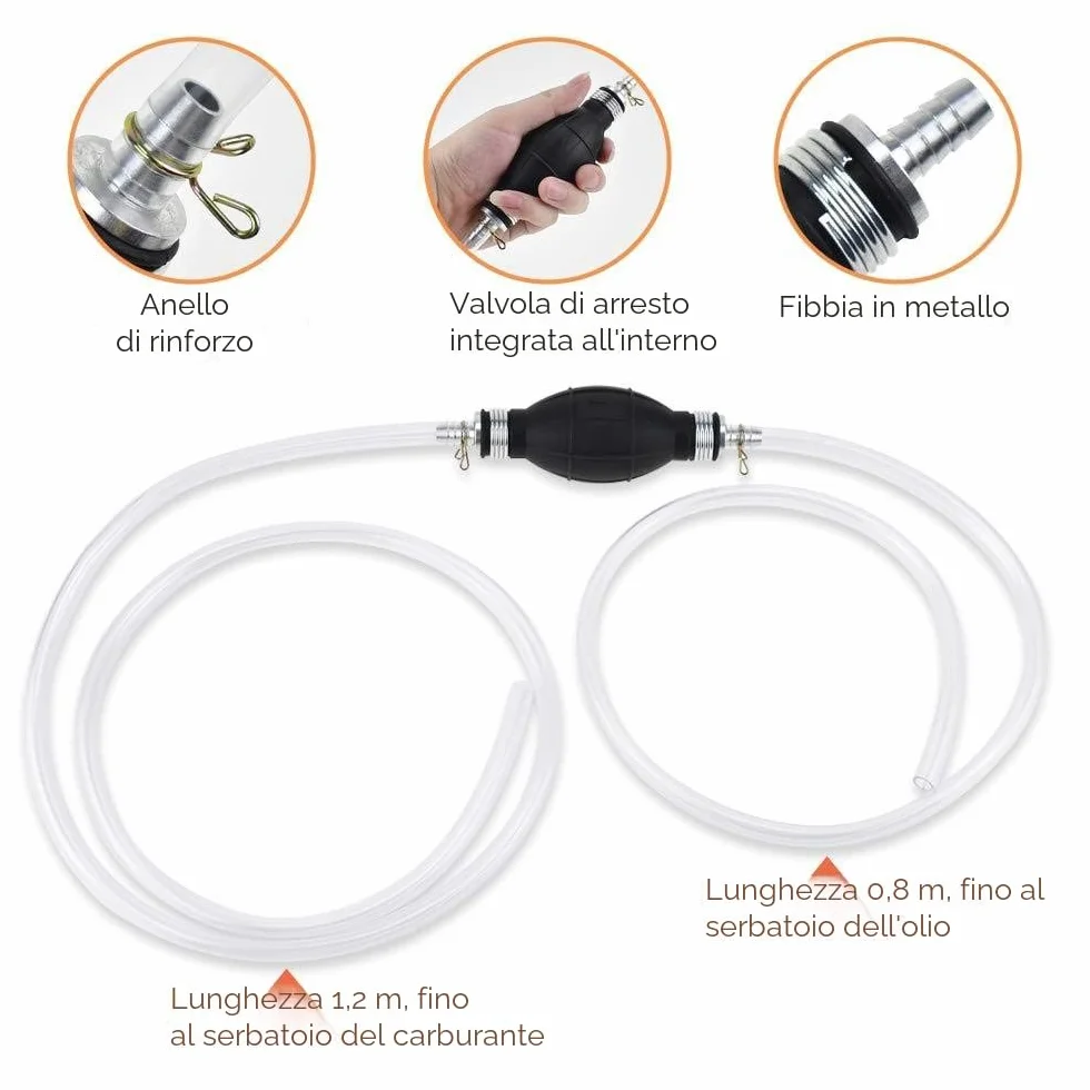Pompa a mano per benzina, olio, diesel, portatile manuale, tubo 2 m