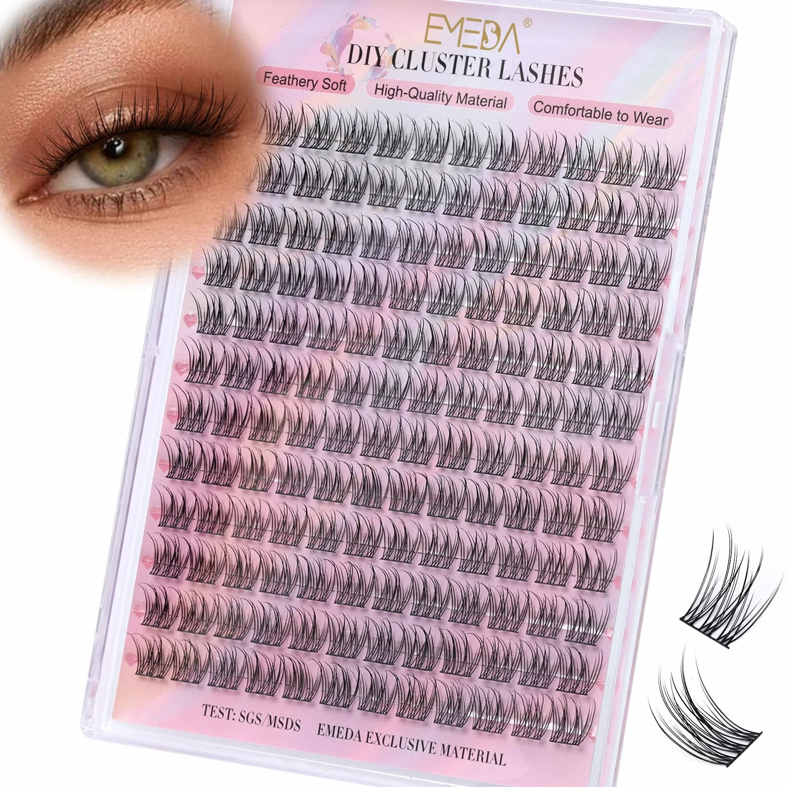 EMEDA ciglia finte ciuffetti, Ciglia a grappolo morbide e naturali 10mm 11mm 12mm 13mm mix DIY extension ciglia individuali fai da te ciuffetti ciglia naturali e Morbide (EME134 mix)
