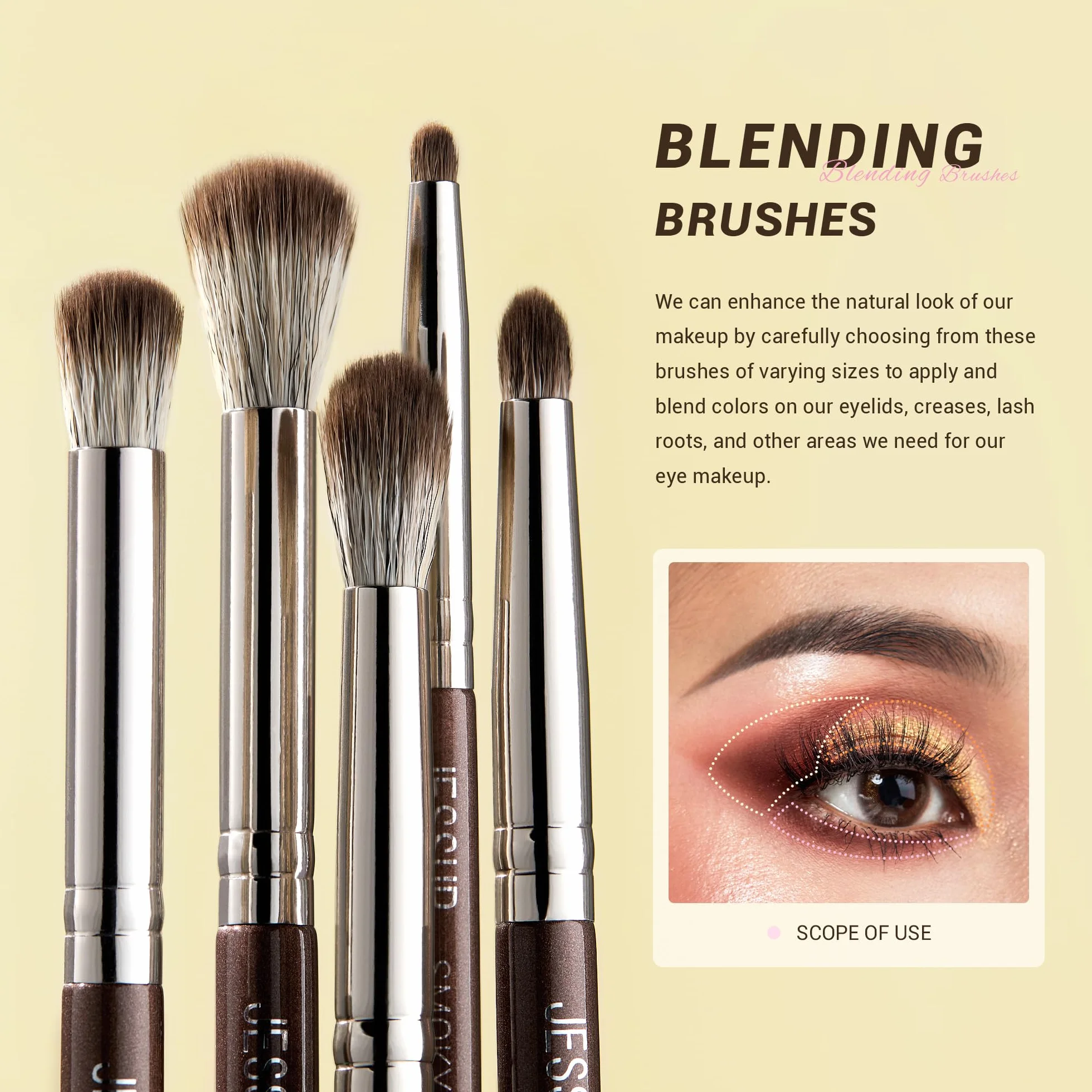 Jessup pennelli occhi pennelli trucco occhi pennelli make up occhi Professional 15 pz Pennello ombretto Sopracciglia correttore Eyeliner sfumare sintetici premium marrone T499