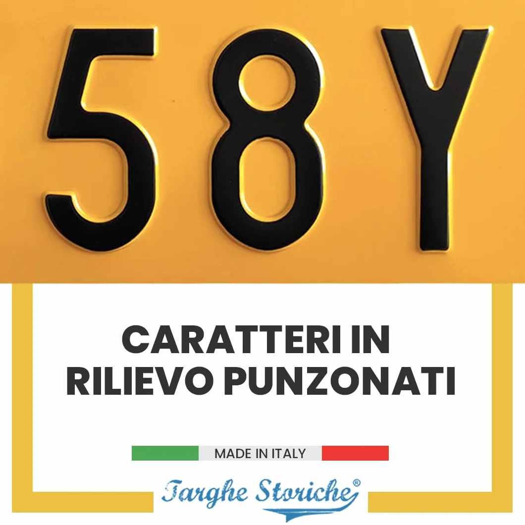 Targhe Storiche Targa Ripetitrice Personalizzabile con Caratteri in Rilievo Battuti, Gialla Catarifrangente Alluminio 2026