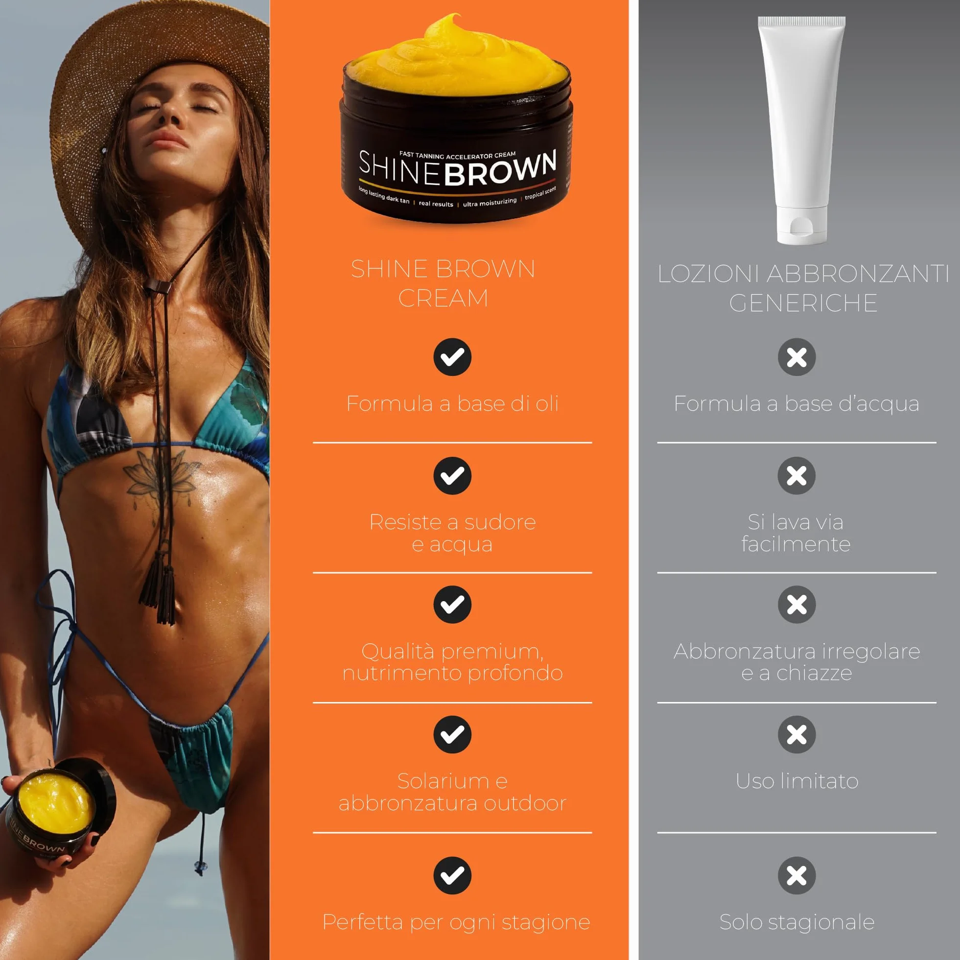 BYROKKO Crema Abbronzante 210 ml Acceleratore Abbronzatura Naturale Corpo Olio Sole Lettini Solari