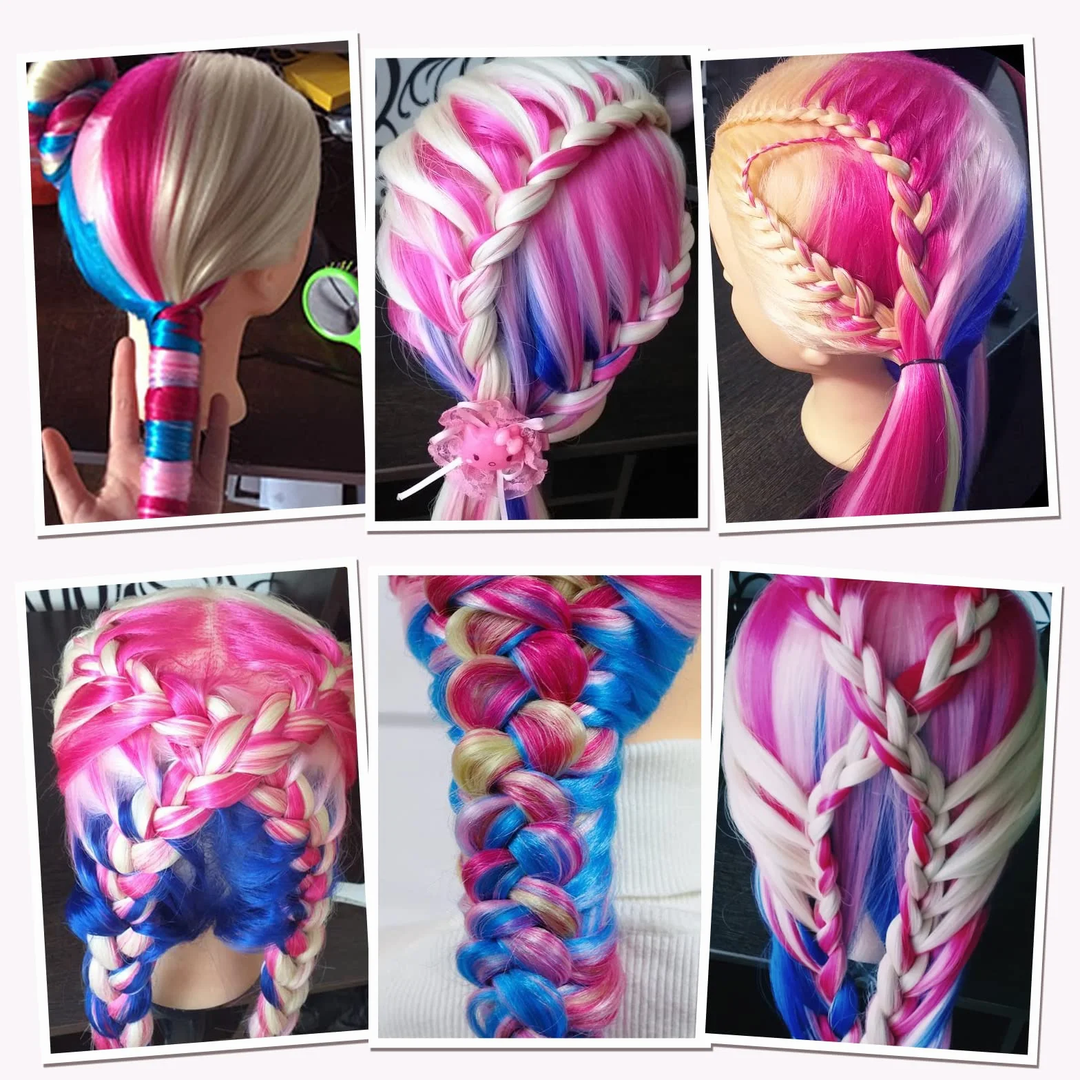 TopDirect Manichino 75cm Capelli Colorati Parrucchiere Formazione Pratica Modello con Morsetto