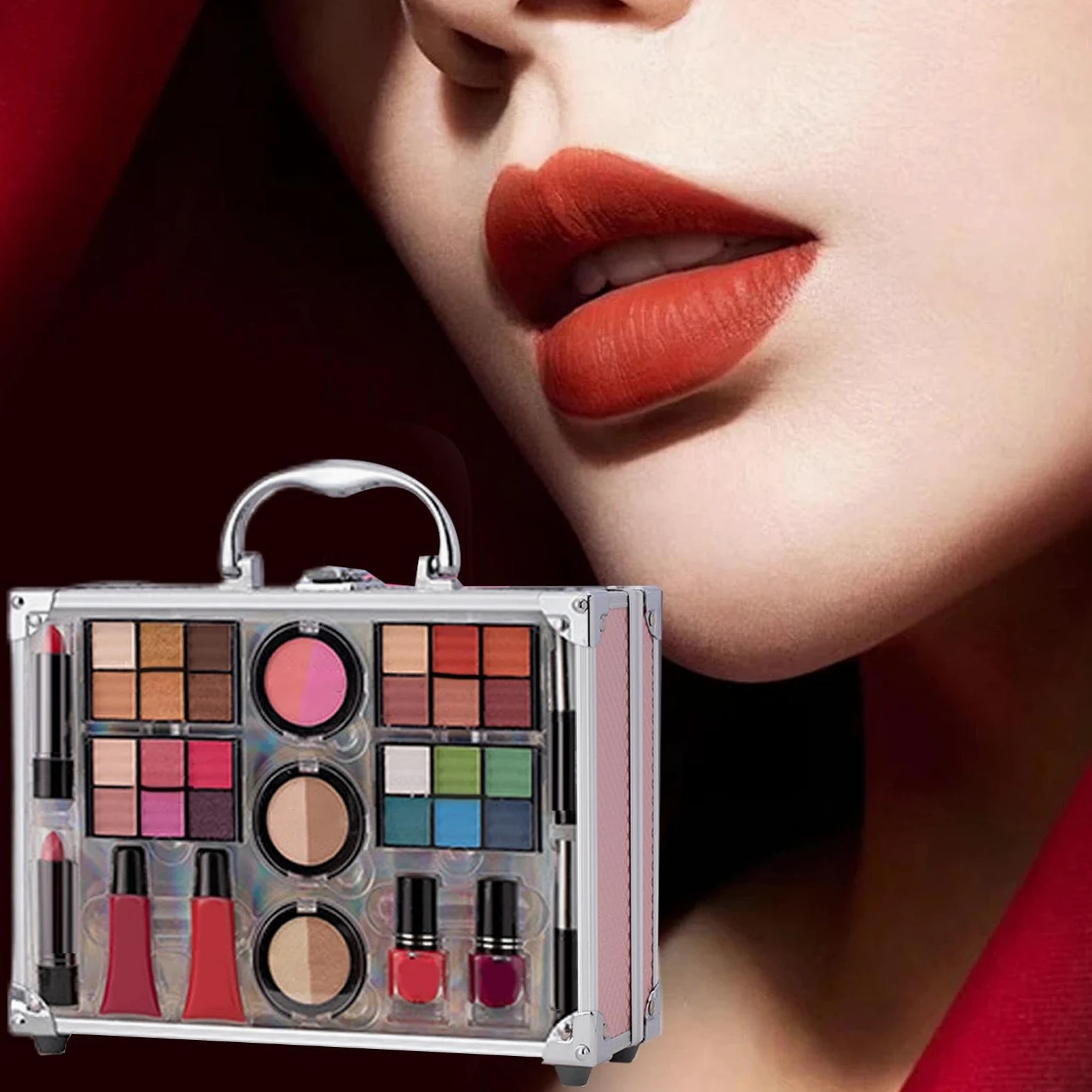 Kit Trucco Completo Ombretto Rossetto Fard Impermeabili per Trucco | Set Trucco Principianti per Casa Vacanze Ufficio Viaggi Lavoro Palcoscenico Eventi Feste Uscite