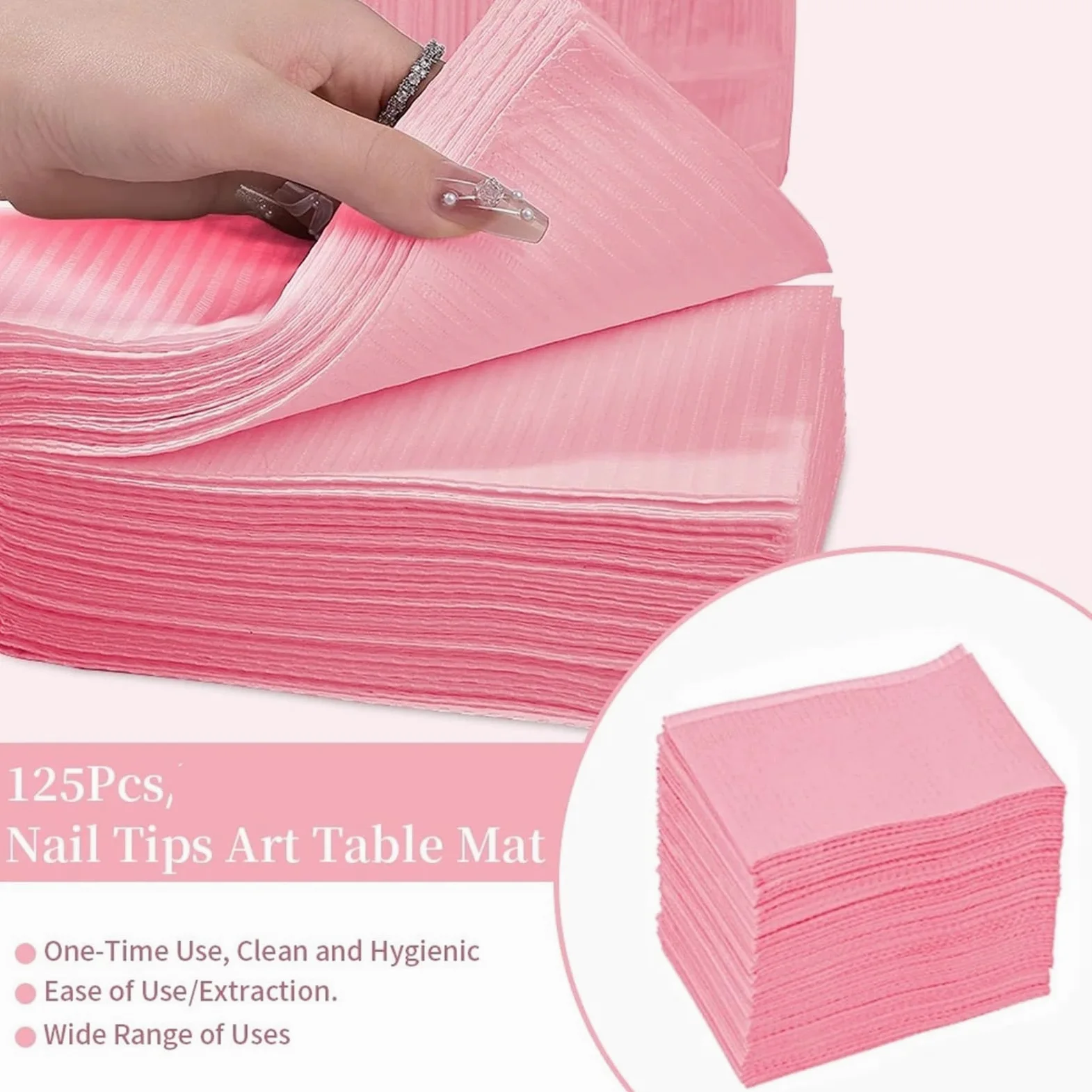 125 pezzi di tappetino for nail art, cuscinetti puliti for unghie, tovaglie impermeabili, strumenti for manicure, accessori, tavolo for tatuaggi(Pink)