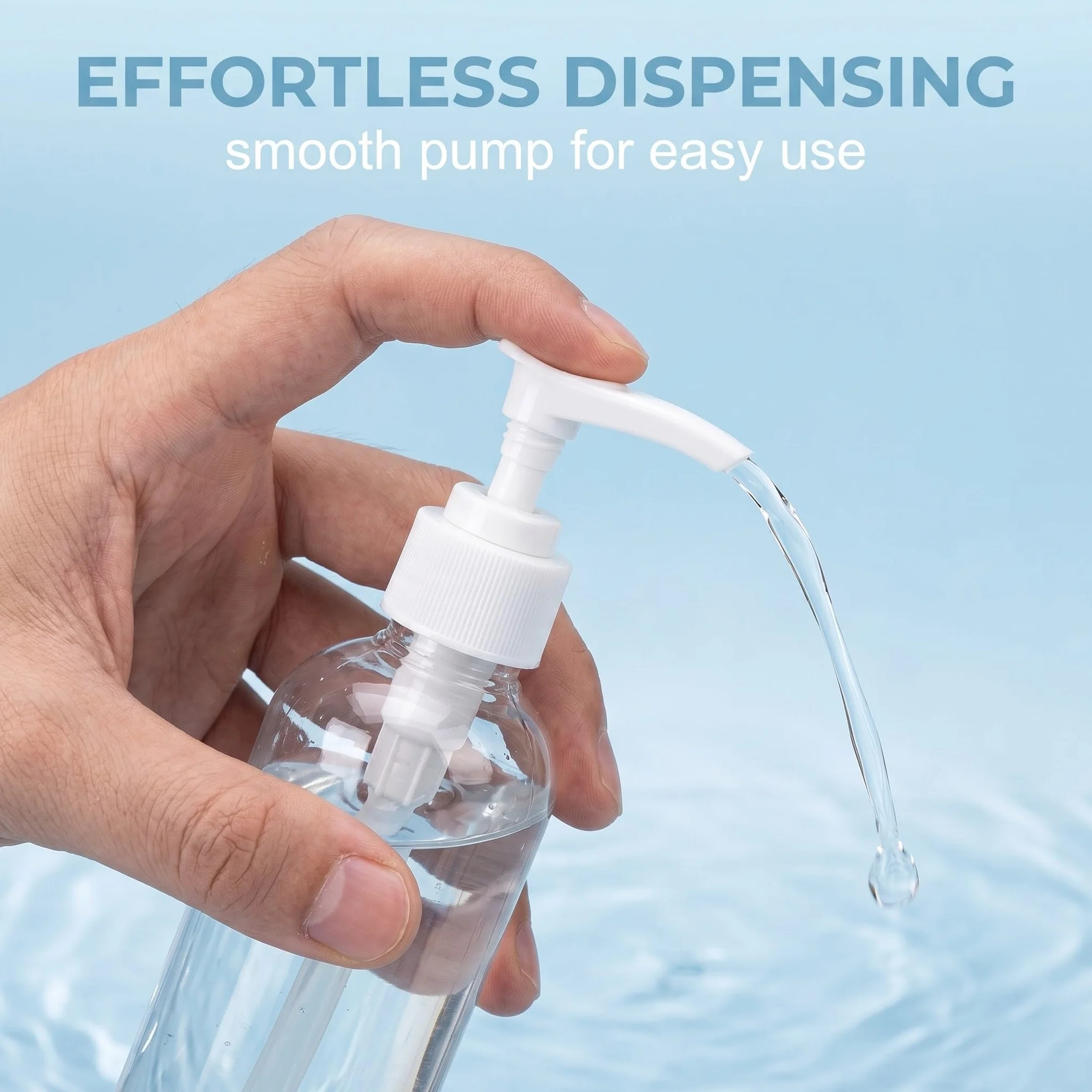 6 Pezzi flaconi pompa airless 100ml, erogatore pompa in plastica trasparente riutilizzabile, flaconi da viaggio vuoti da riempire per cosmetici, shampoo e crema