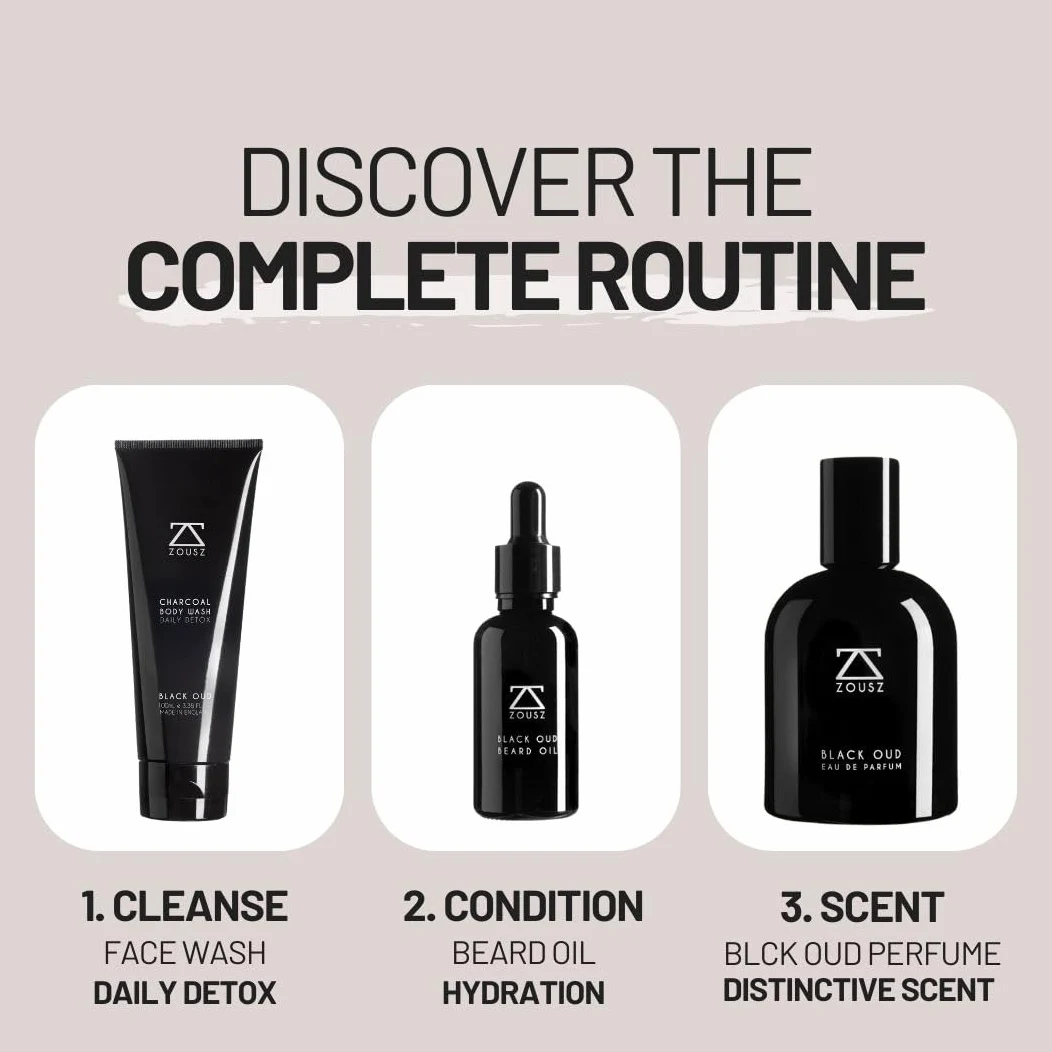 ZOUSZ Eau De Parfum Uomo, Black Oud Profumo Uomo, 50ml | Con Legno Di Sandalo, Legno Di Cedro E Patchouli In Una Fragranza A Lunga Durata Per Giorno E Sera