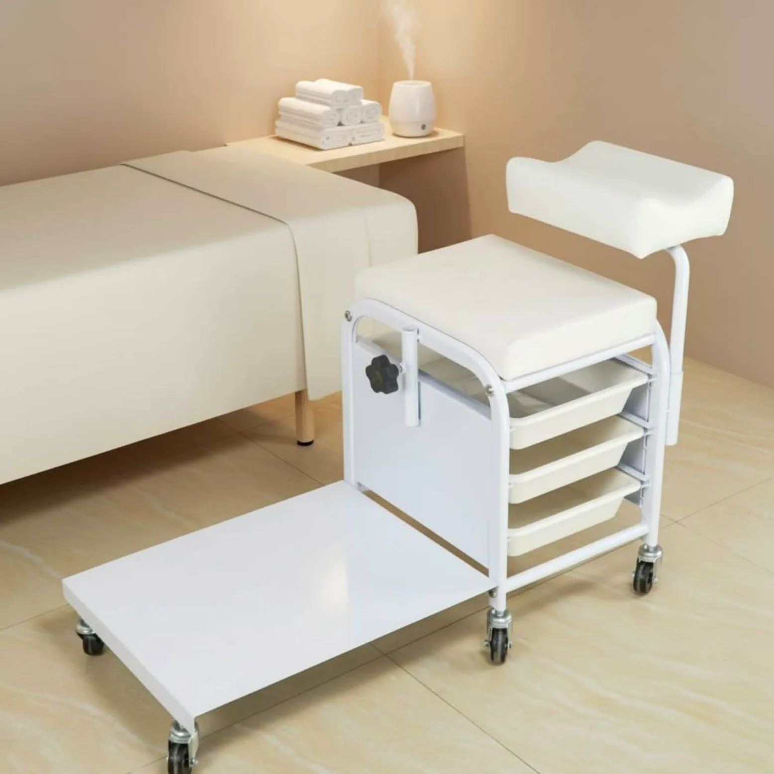 Carrello per Salone di Bellezza Carrello Estetico Trolley Manicure Carrello Unghie Carrello Ciglia con Struttura Salvaspazio Accesso Comodo Ruote a