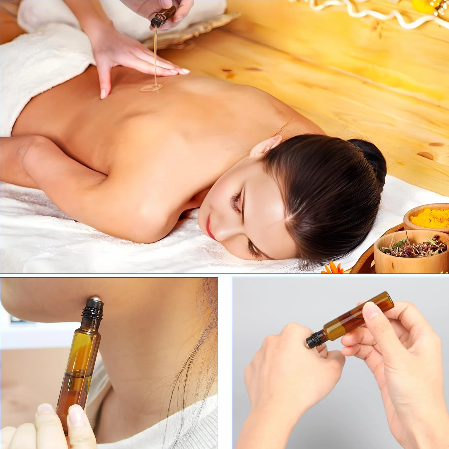 DKBT 30 bottiglie vuote da 10 ml, rollon, per olio essenziale, marrone, rollon, per oli con rullo in acciaio inox, oli essenziali, lozioni, profumi, massaggi
