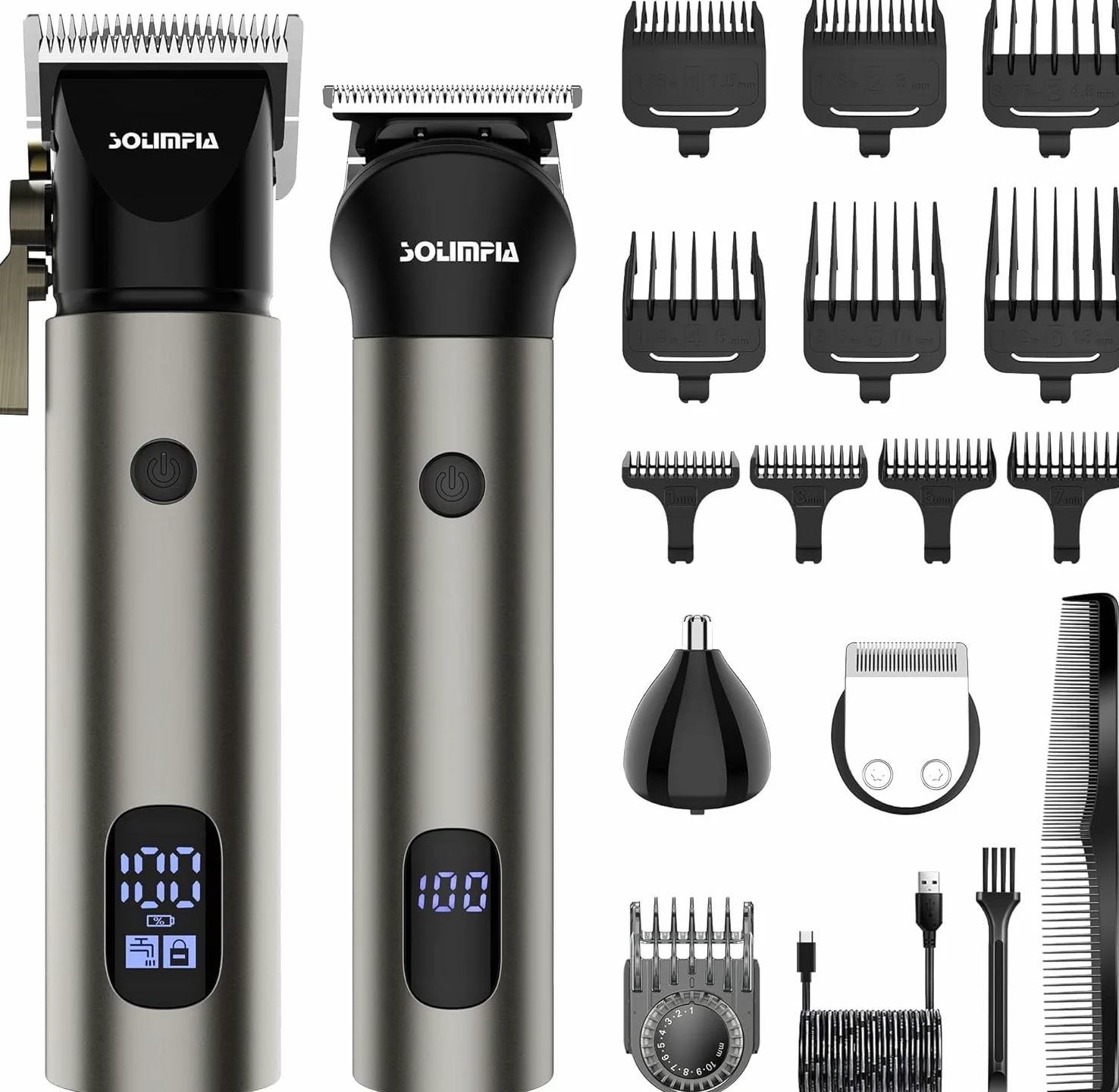 Solimpia Hair Clipper & Trimmer Professionale Barber Home Grooming Kit Ricaricabile Elettrico Beard Body Hair Trimmer Cordless Hair Clipper per Uomini Regalo Del Bambino