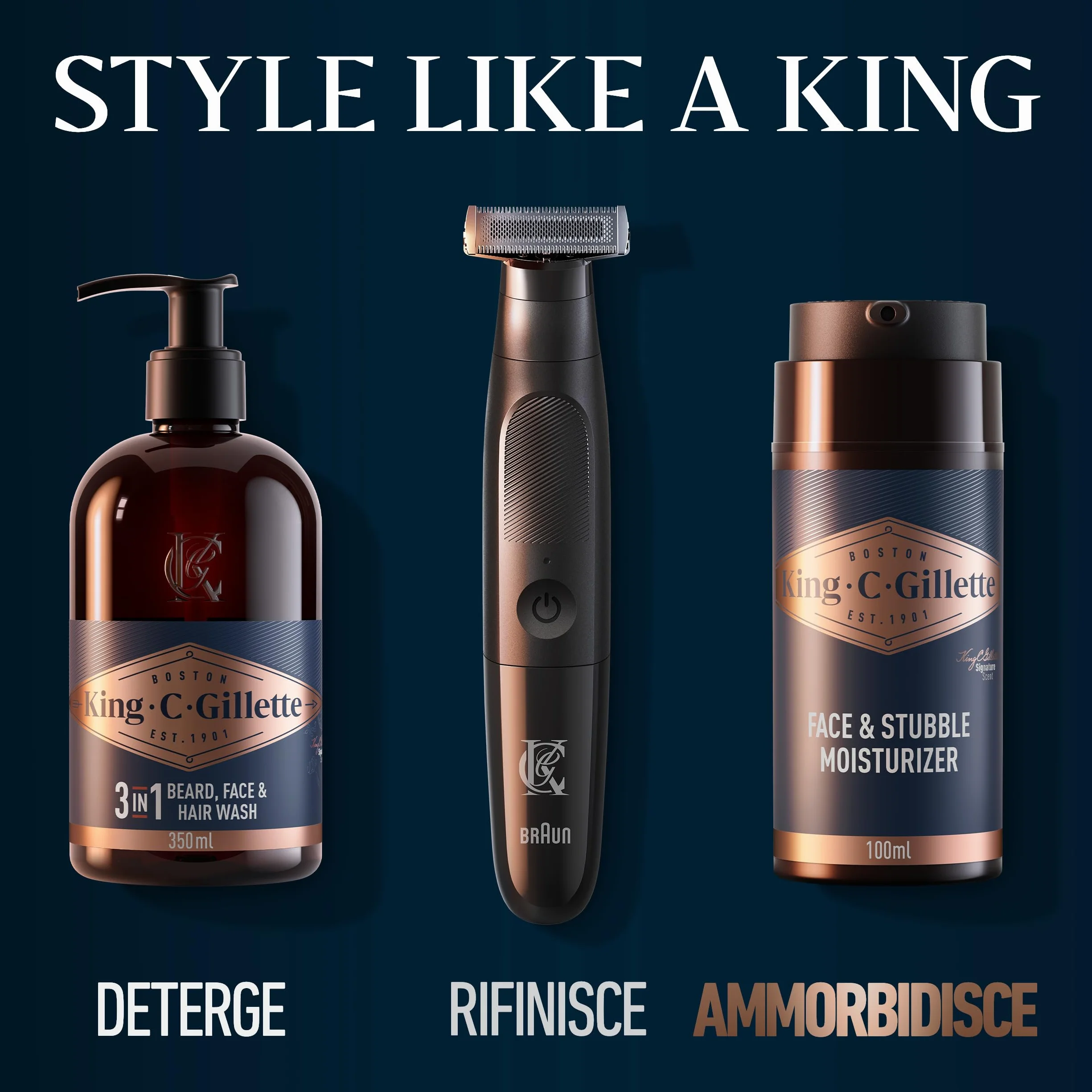 King C. Gillette Crema Idratante Viso e Barba, Ammorbidisce la Pelle, Profumazione King C., Vitamina B, 100ml, per la Cura della Barba, Idea Regalo Uomo