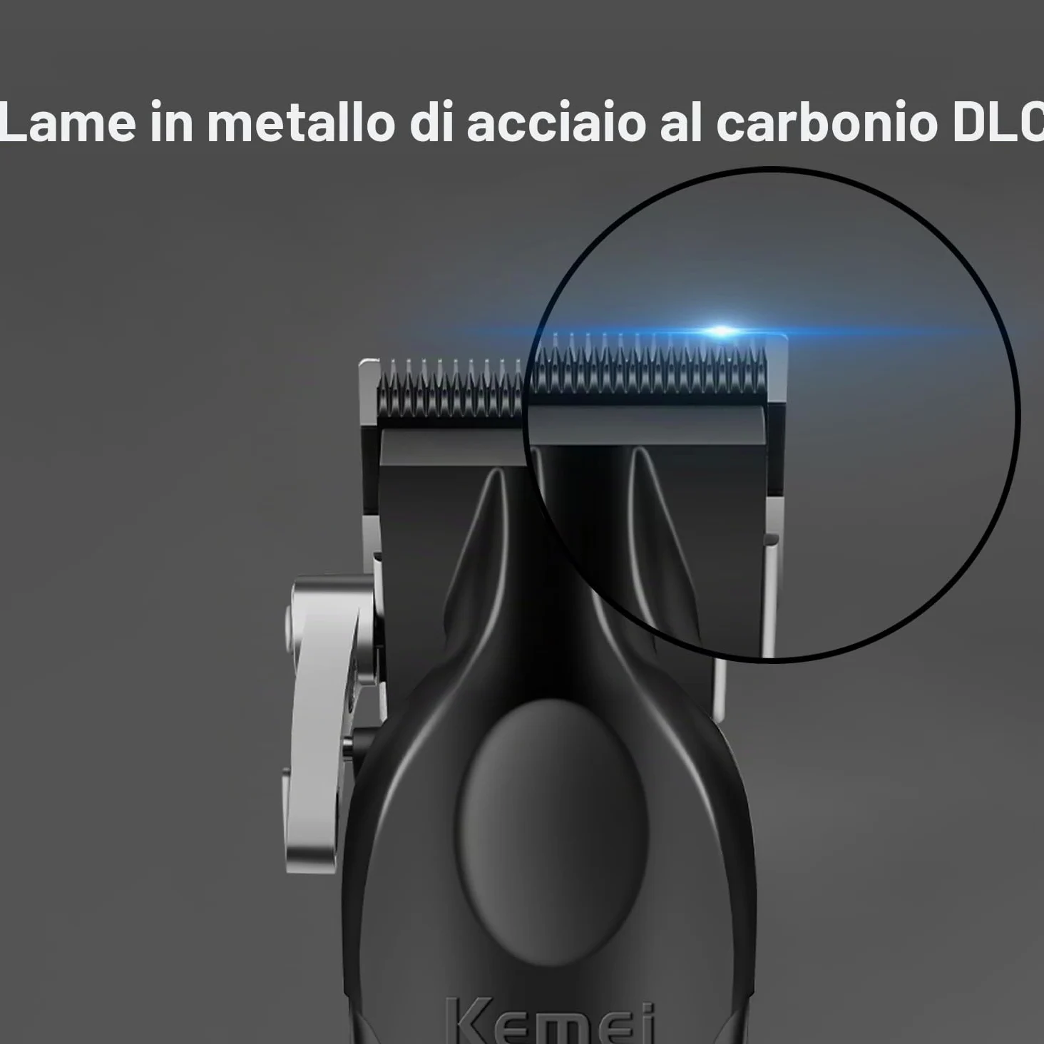 KEMEI 2296 - Tagliacapelli professionale uomo, senza fili, ricaricabile USB, 350 minuti, 8 pettini guida