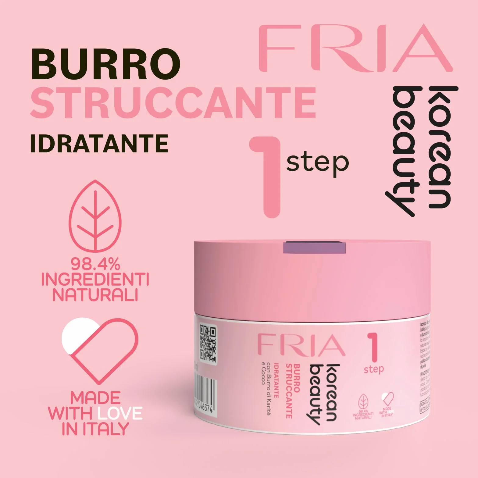 Fria Korean Beauty Burro Struccante Idratante 80ml con Burro di Karité e Cocco, Rimuove Trucco Waterproof