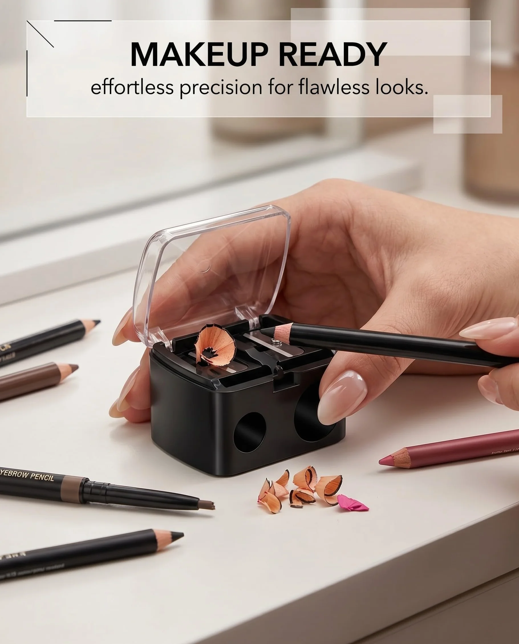 Temperino Trucco Universale 2 Pezzi per Matite Sopracciglia Labbra Eyeliner