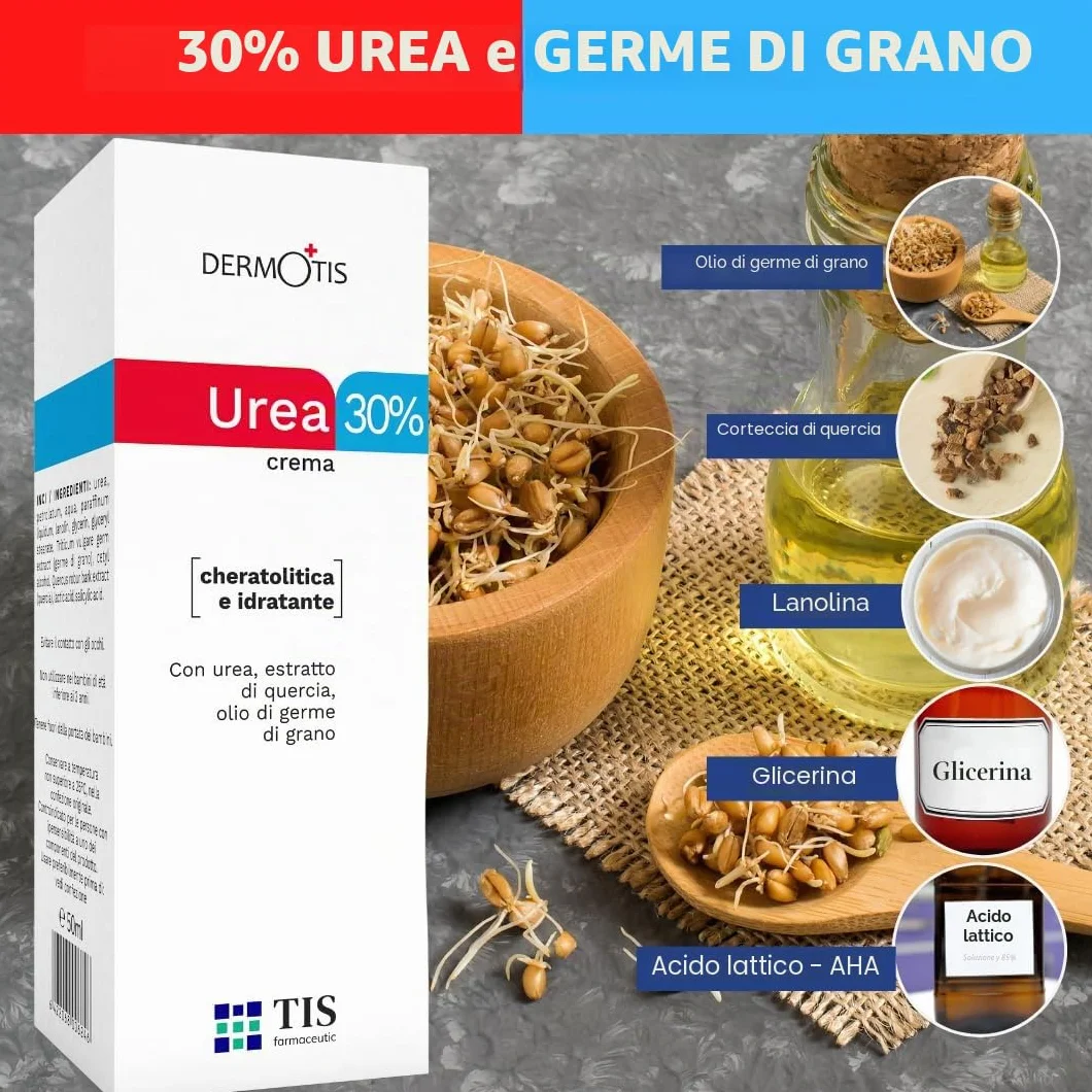 TIS Crema con urea 30% per cicatrici eczemi psoriasi con acido lattico e alfaidrossiacidi