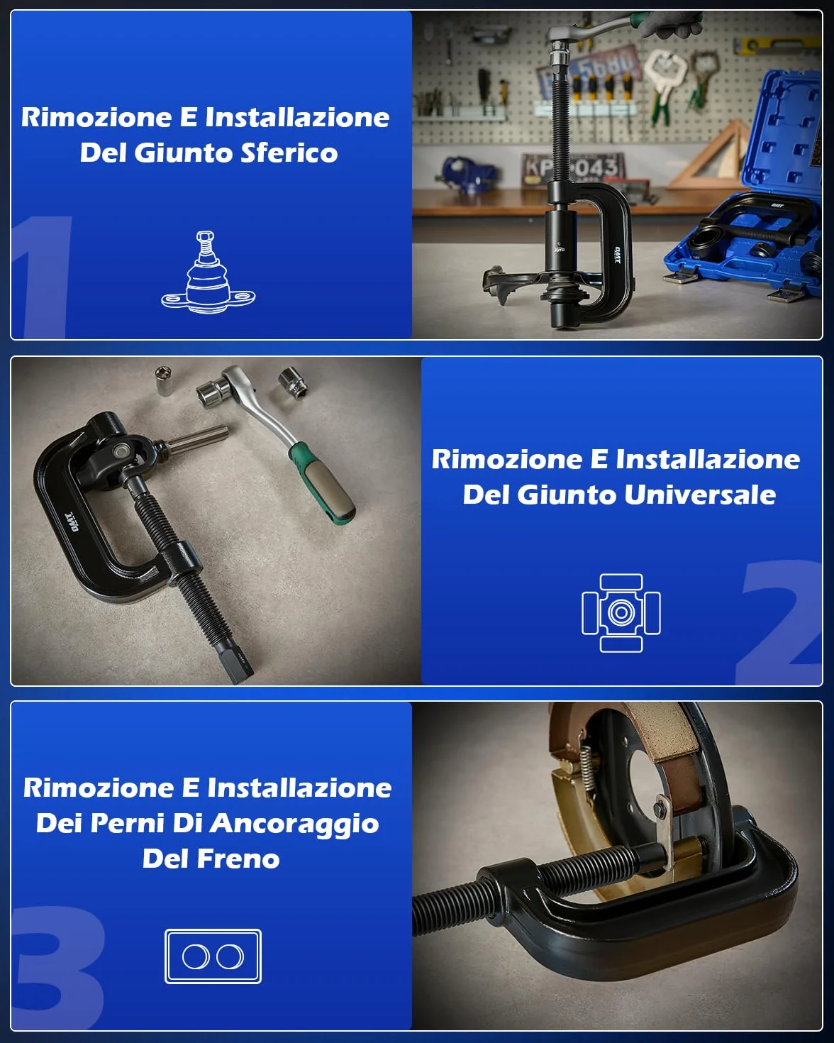 Orion Motor Tech 10 Pezzi Estrattore per Giunti Sferici 4 in 1 Pressa per Giunti Sferici e Set Rimozione Giunti a U per Auto 2WD 4WD