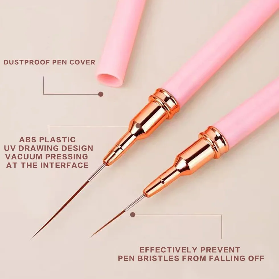 5Pezzi Pennelli per Unghie, Pennelli per Nail Art, pennello Sottile Nail Art Pennelli Set per Disegnare Linee Fini Attrezzo