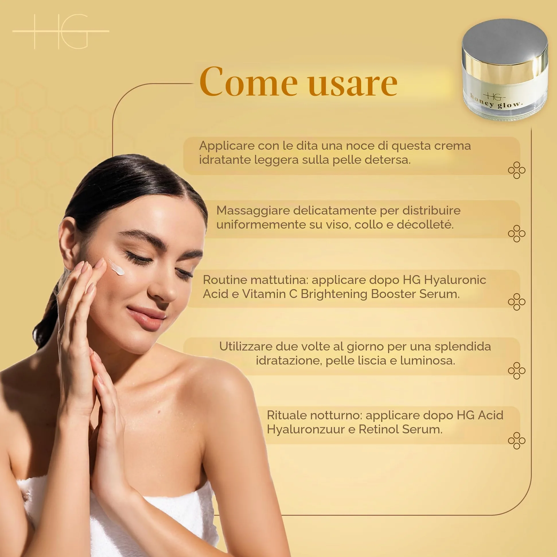 HoneyGlow Crema Viso in Ceramide Ultra Idratante con Miele, Rafforza la Barriera Della Pelle e Protegge Dalla Luce Solare, SPF15, Formulato Con Niacinamide, Acido Ialuronico e Peptidi