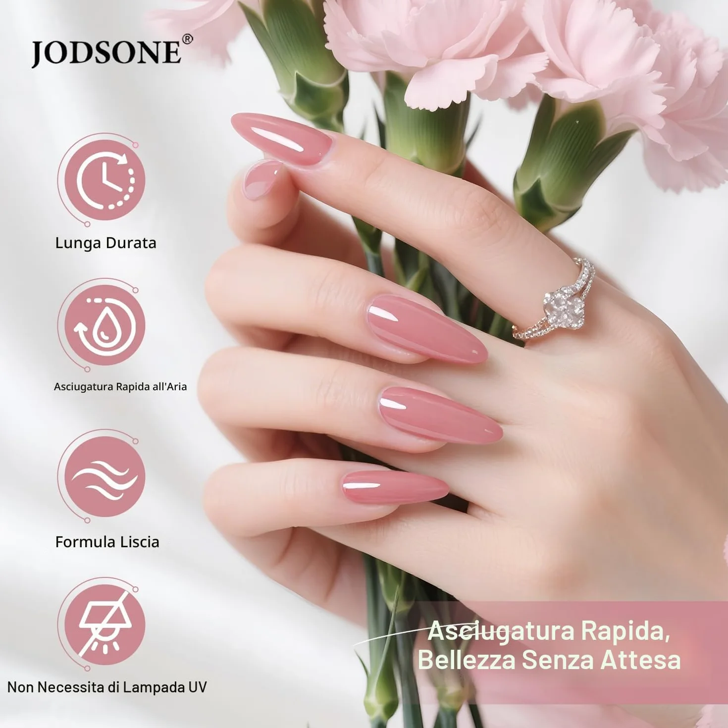 JODSONE Smalto per unghie Dusty Rose 16,5 ml, rosa chiaro, asciugatura rapida, lunga durata, nail art