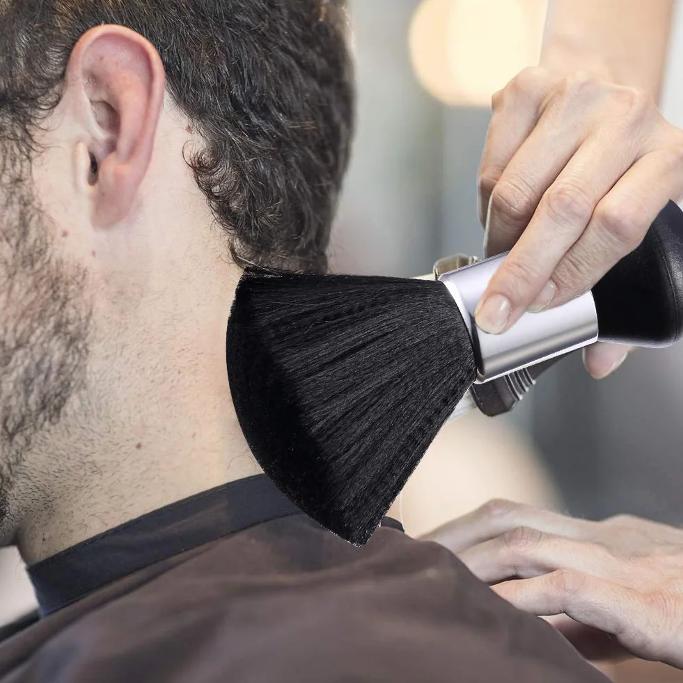 Pennello Parrucchiere, Barbiere collo spazzola ideale per rimuovere i capelli dopo il taglio, Nero