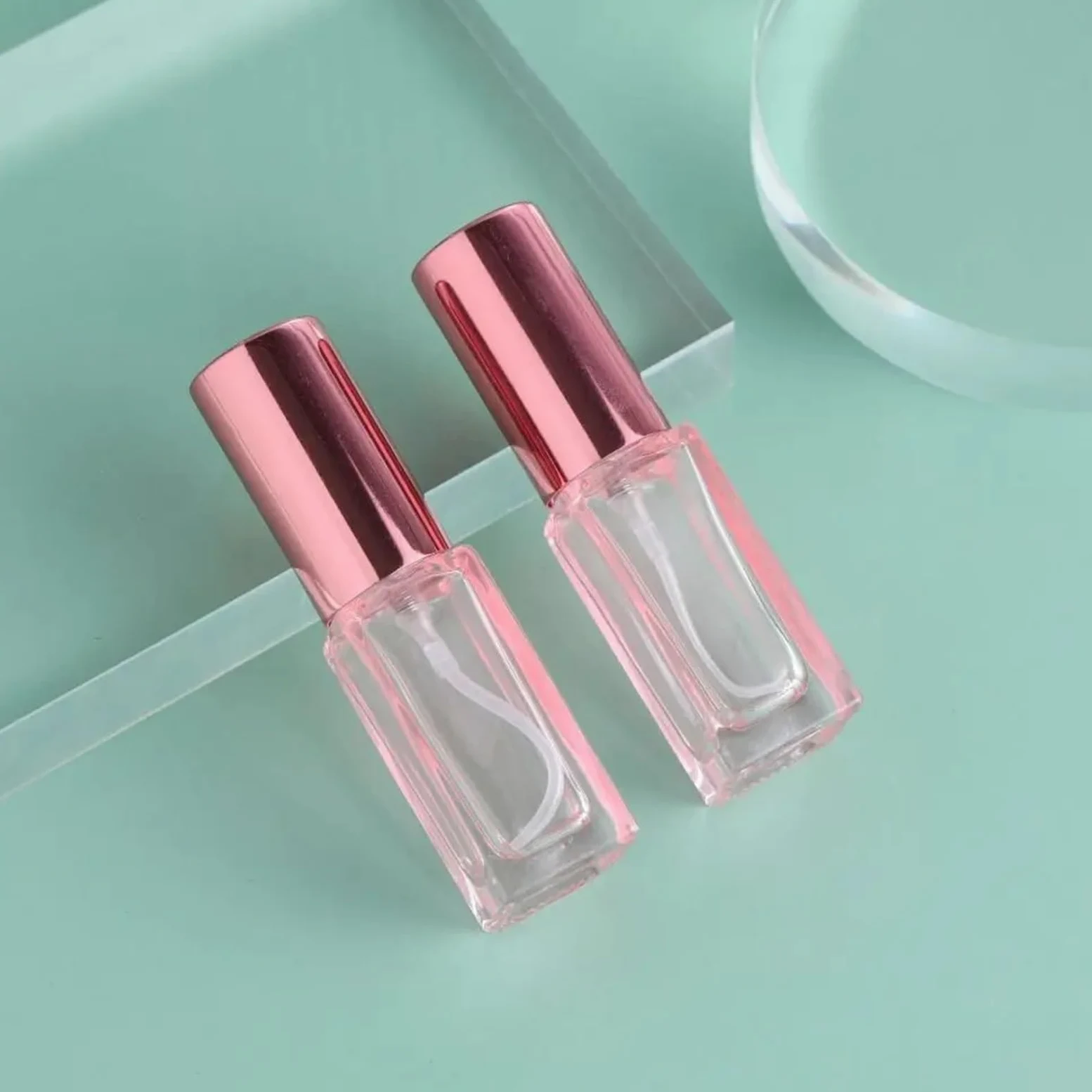Porta profumo da viaggio 3 pezzi flacone spray quadrato colorato portatile 10 ml 20 di profumo in vetro a nebbia fine mini flaconi campione trasparente da viaggio(Dark pink-5ml)